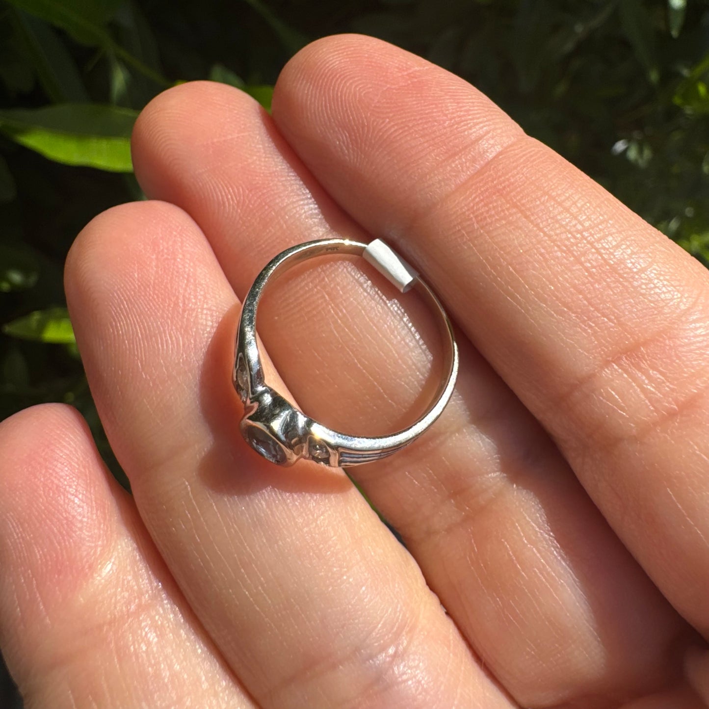 14K gold ring set with Sapphire & Diamonds