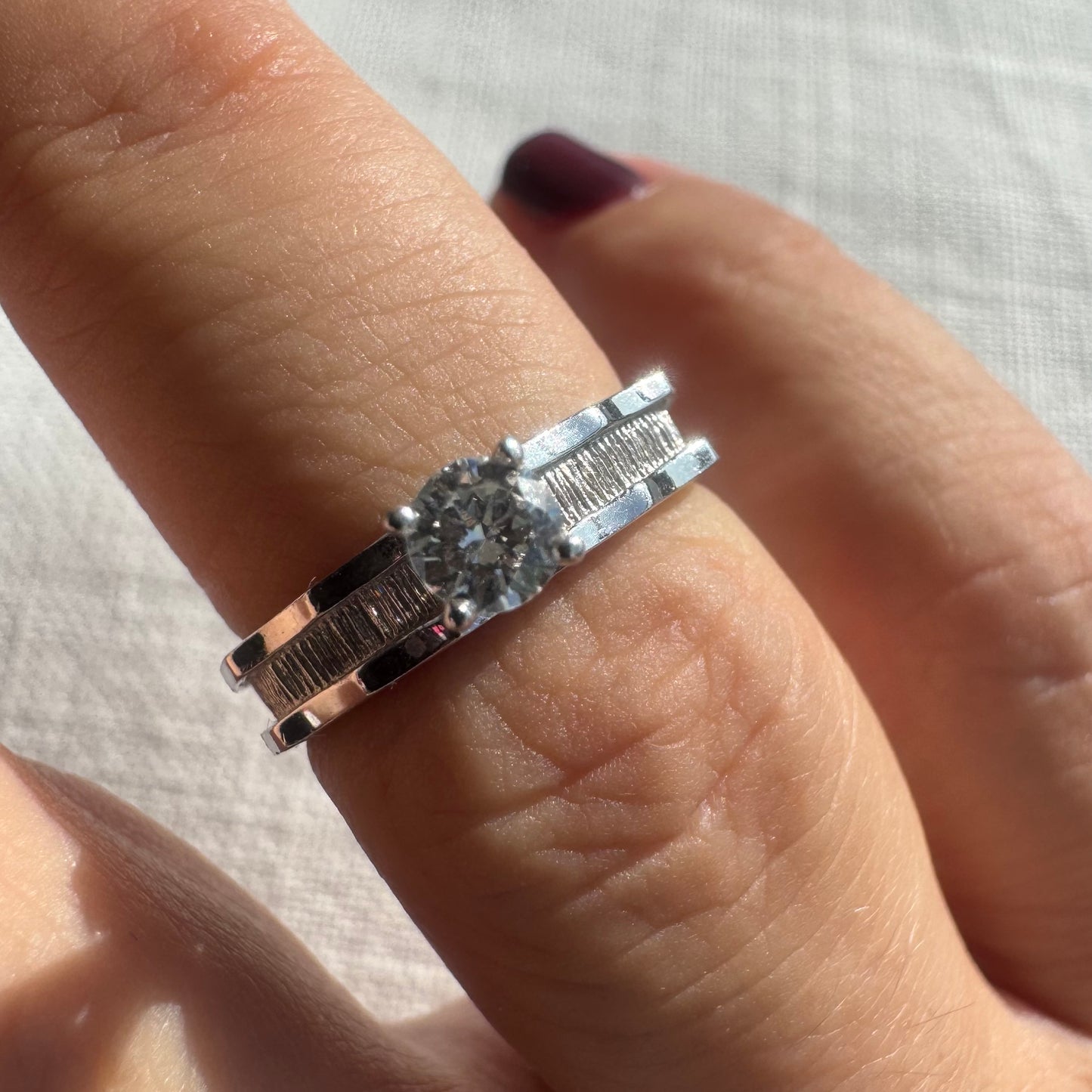 14K gold ring set with one center Diamond