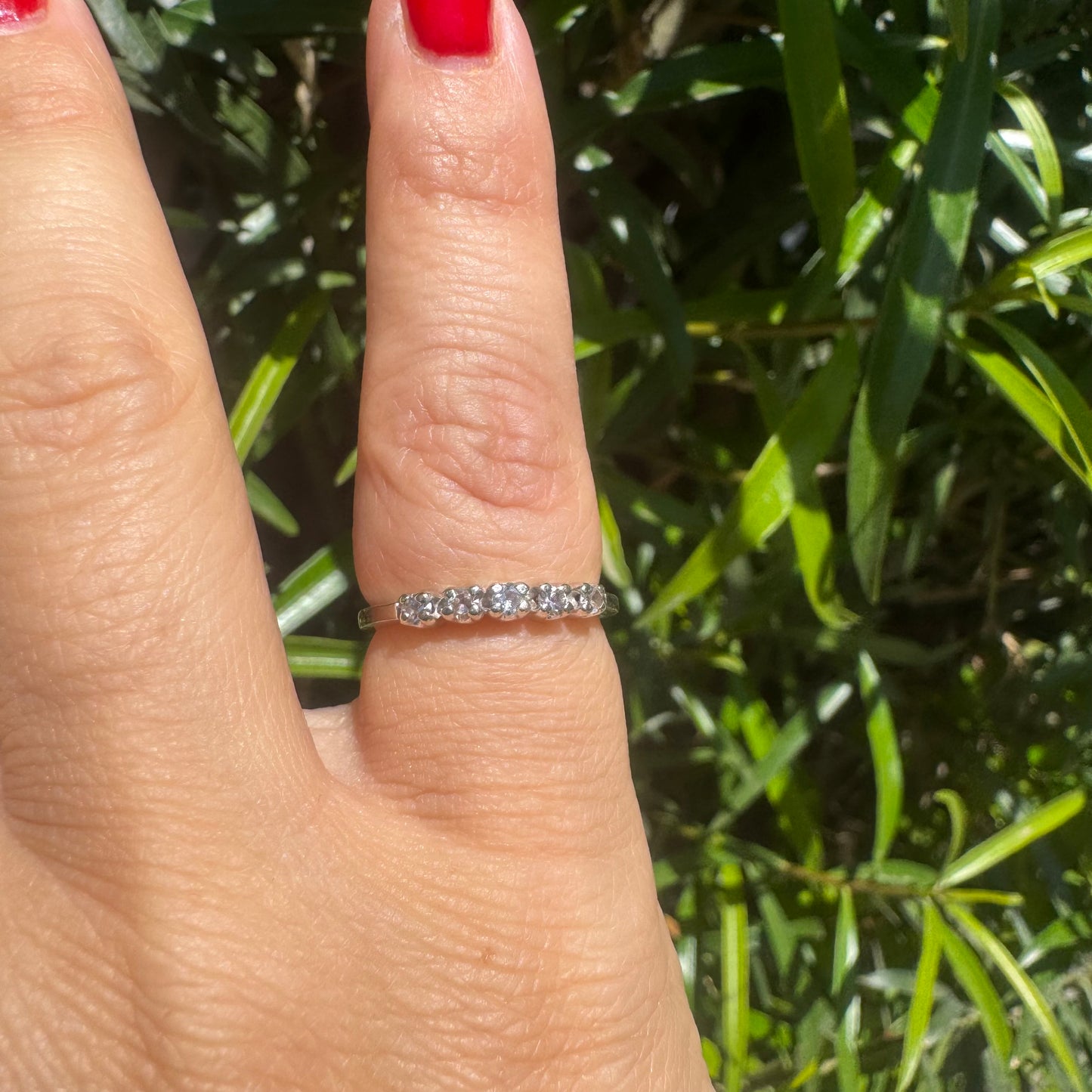 14K gold half-eternity ring set with Diamonds