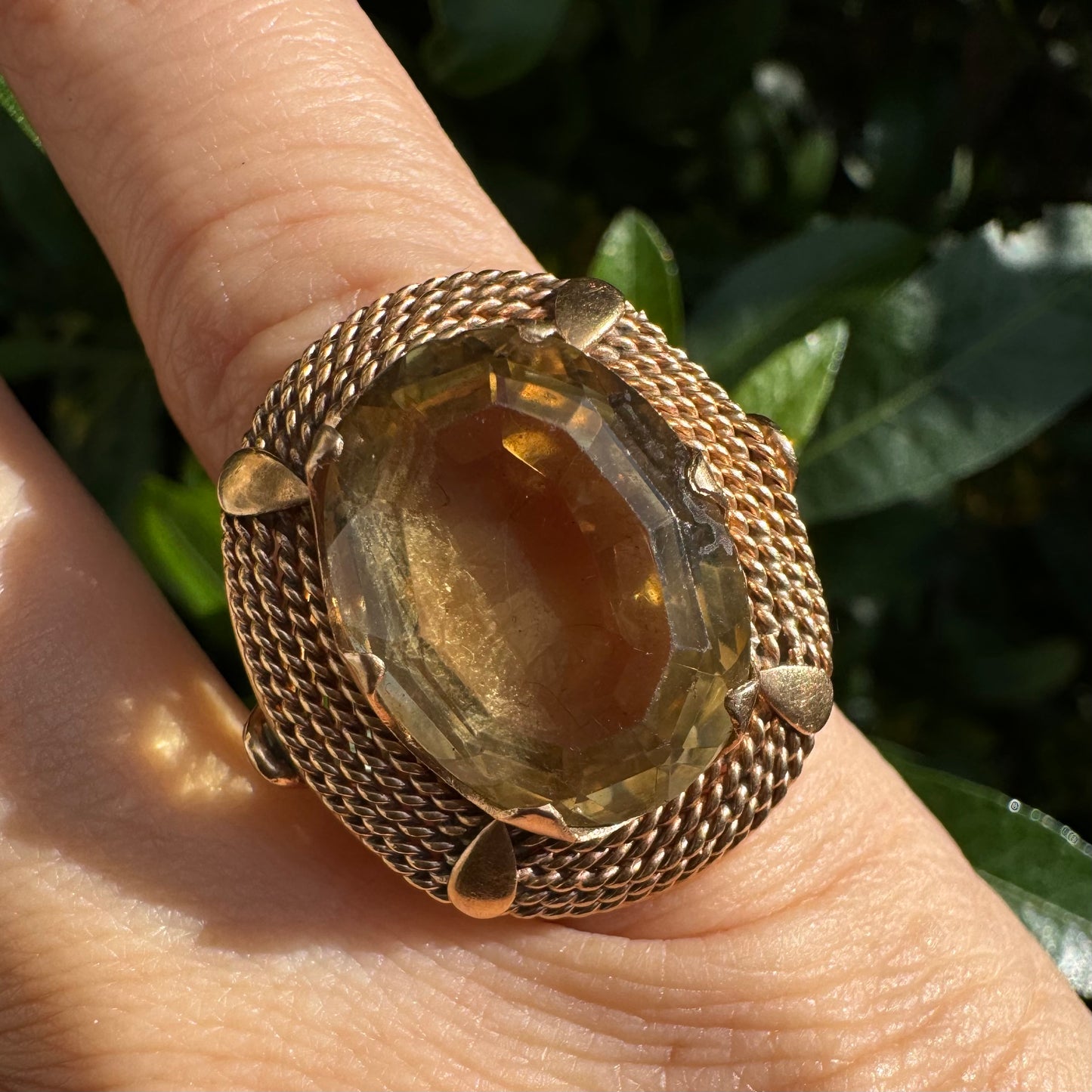 14K gold ring set with Smoky Quartz