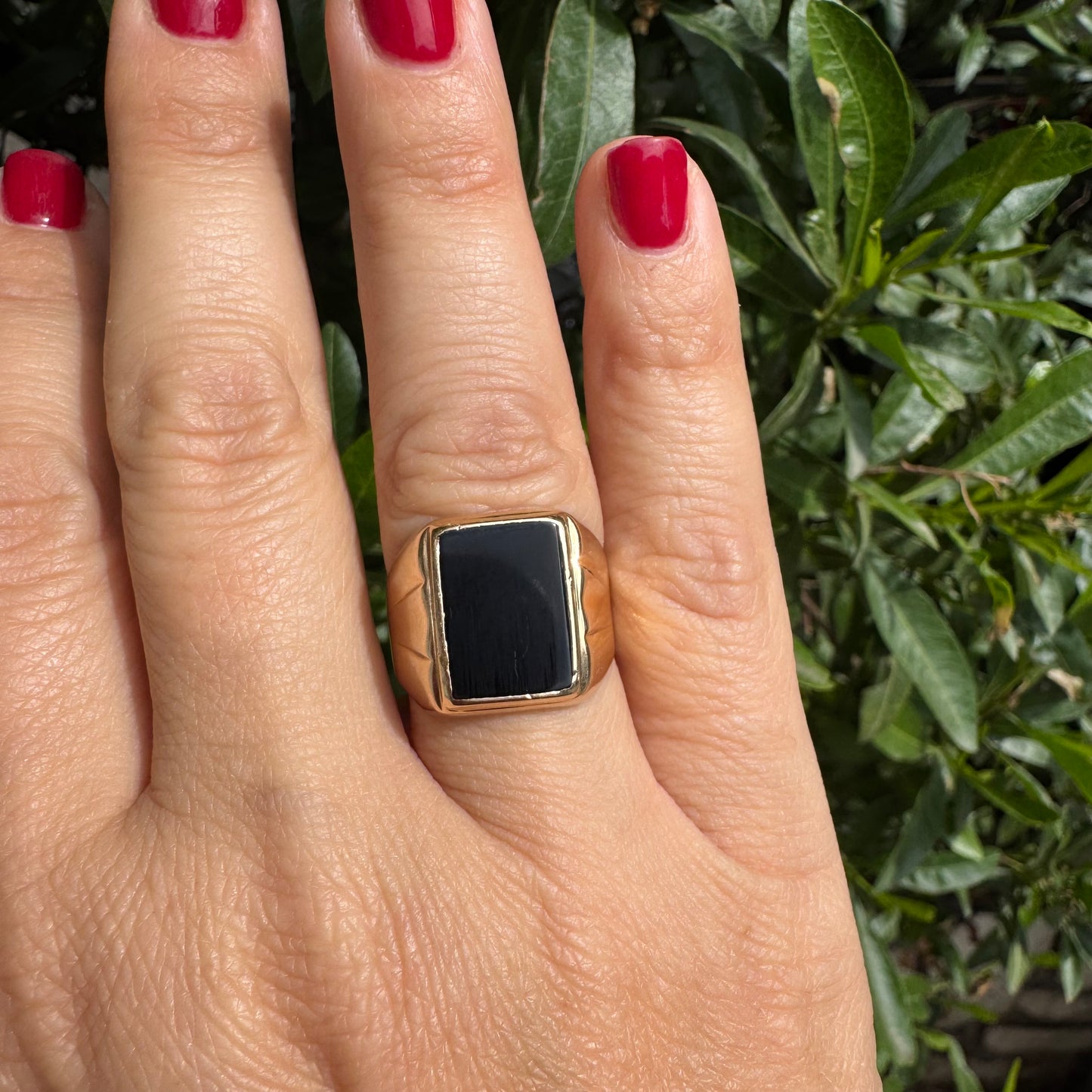 14K gold ring set with Black Onyx