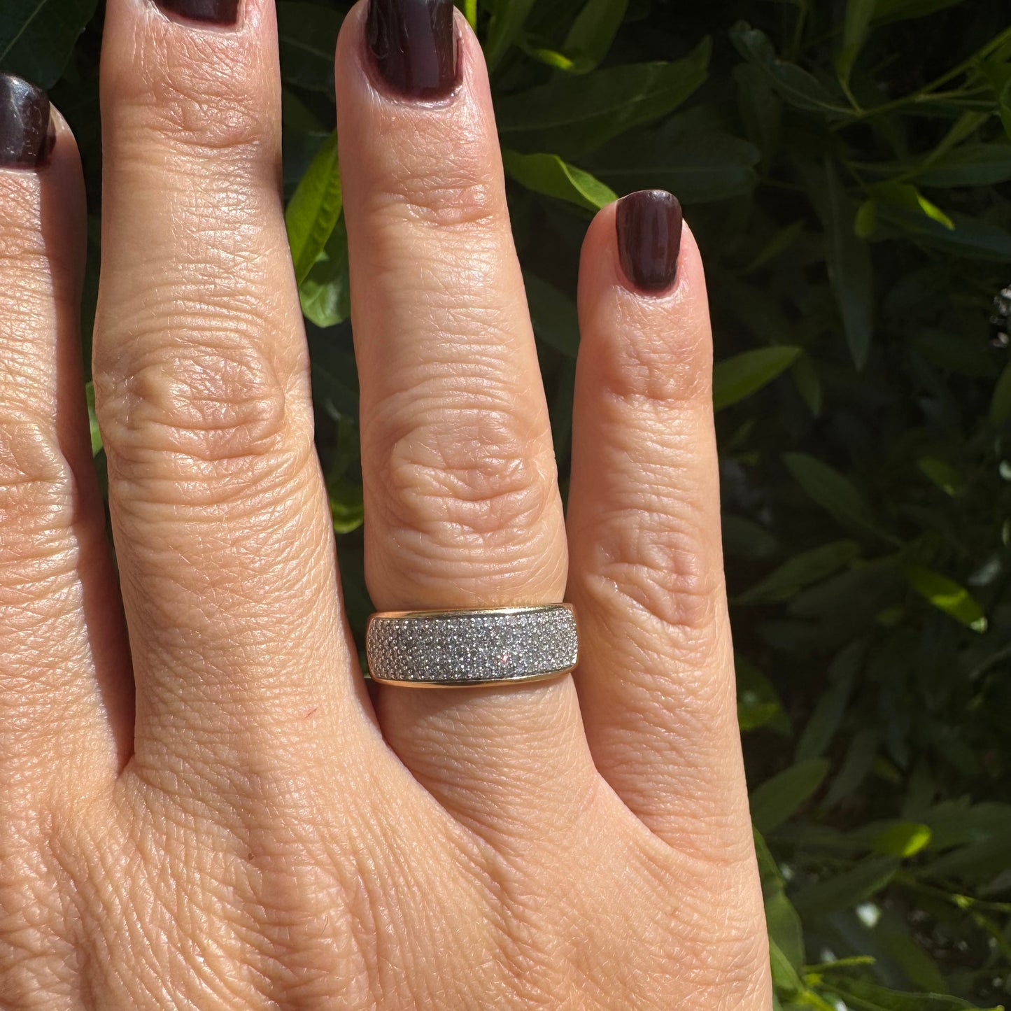 14K gold pavé ring set with Diamonds