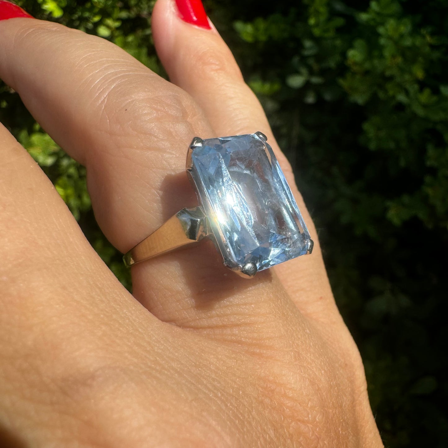 14K gold ring set with Blue Topaz