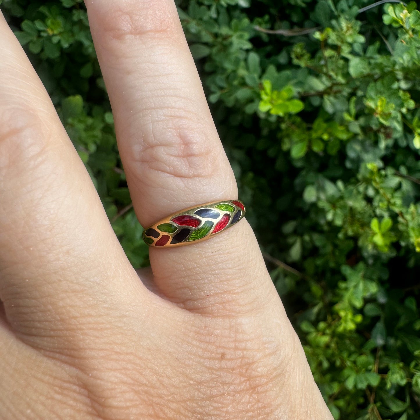 14K gold rind set with Enamel