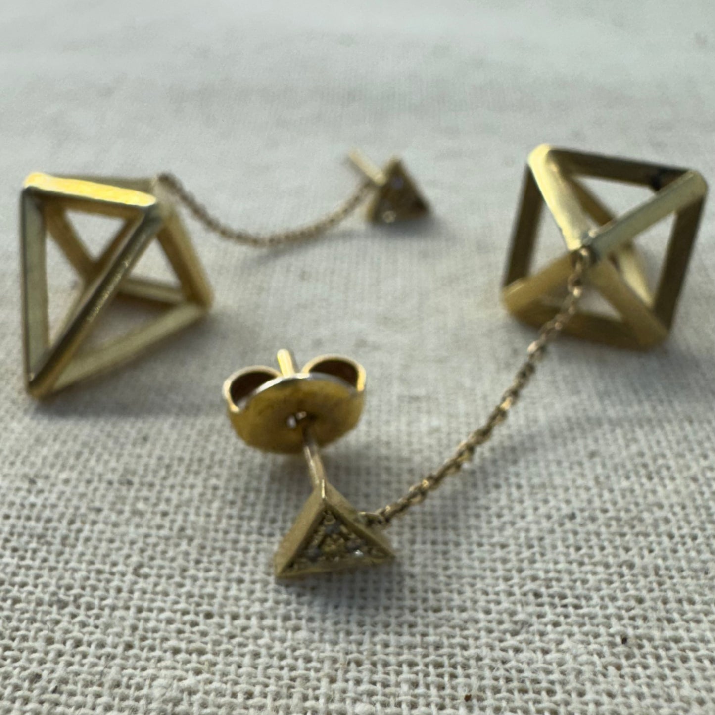 14K gold drop earrings set with Diamonds