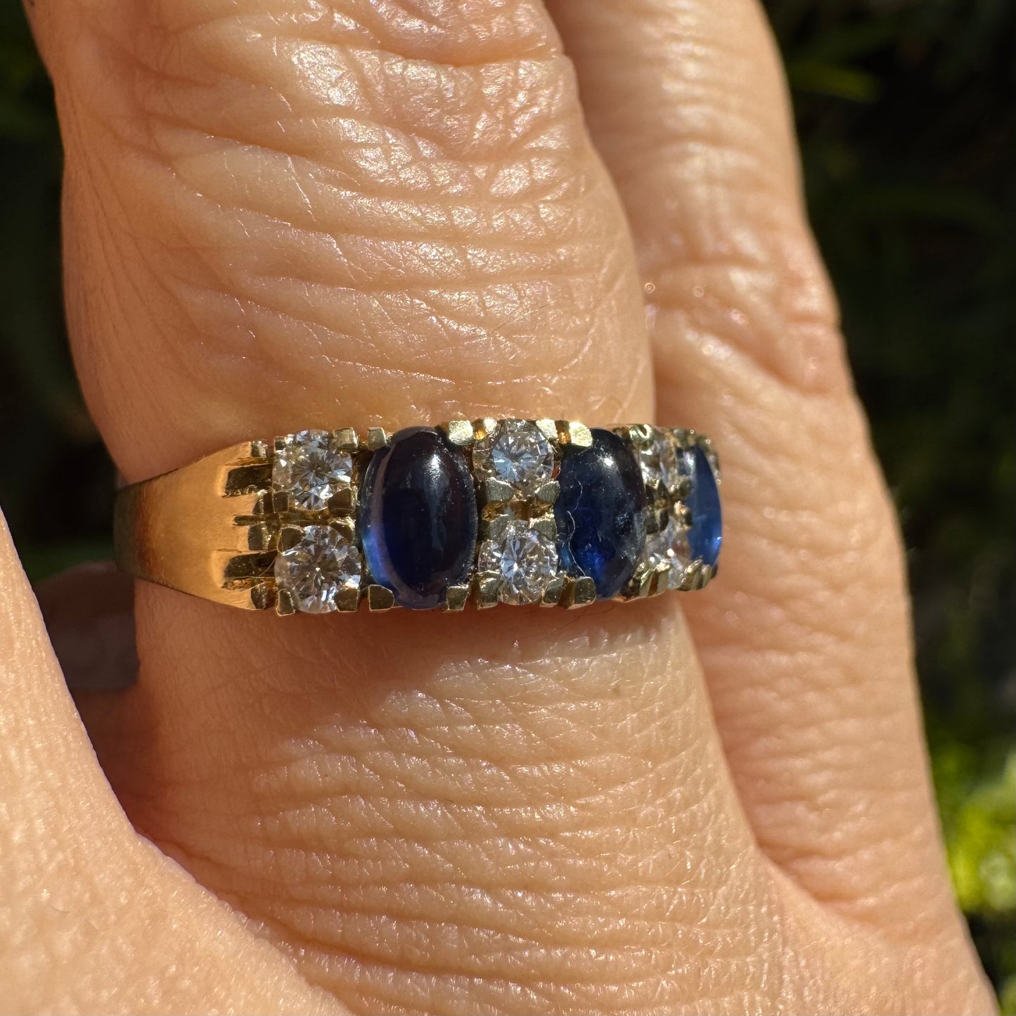 14K gold ring set with Sapphire & Diamonds
