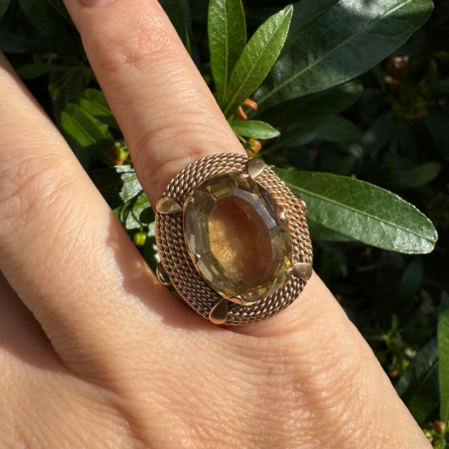 14K gold ring set with Smoky Quartz