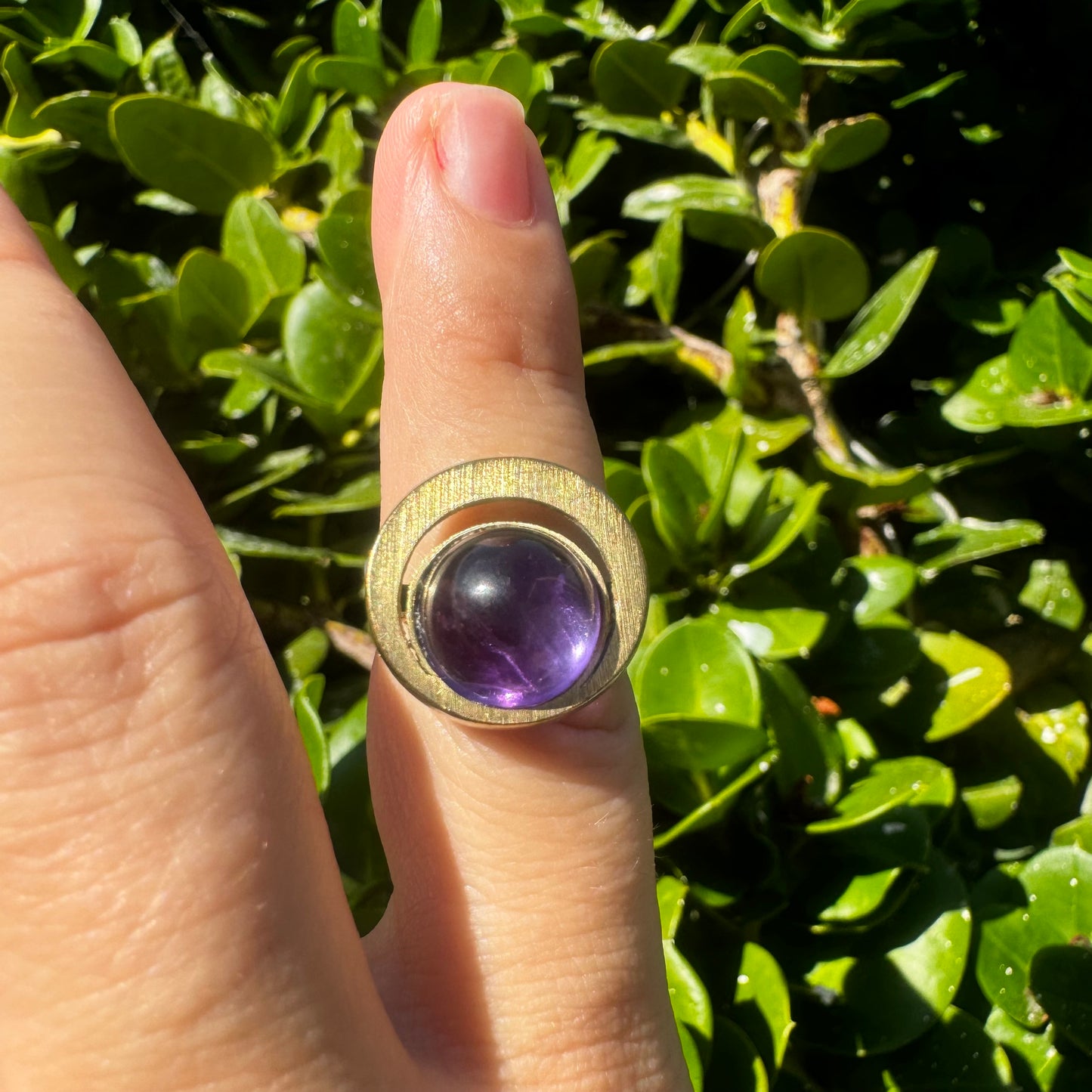 14K gold ring set with Amethyst