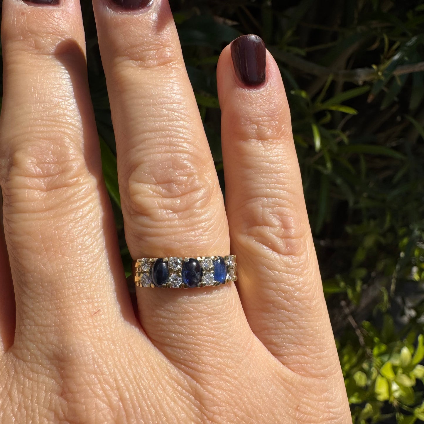 14K gold ring set with Sapphire & Diamonds
