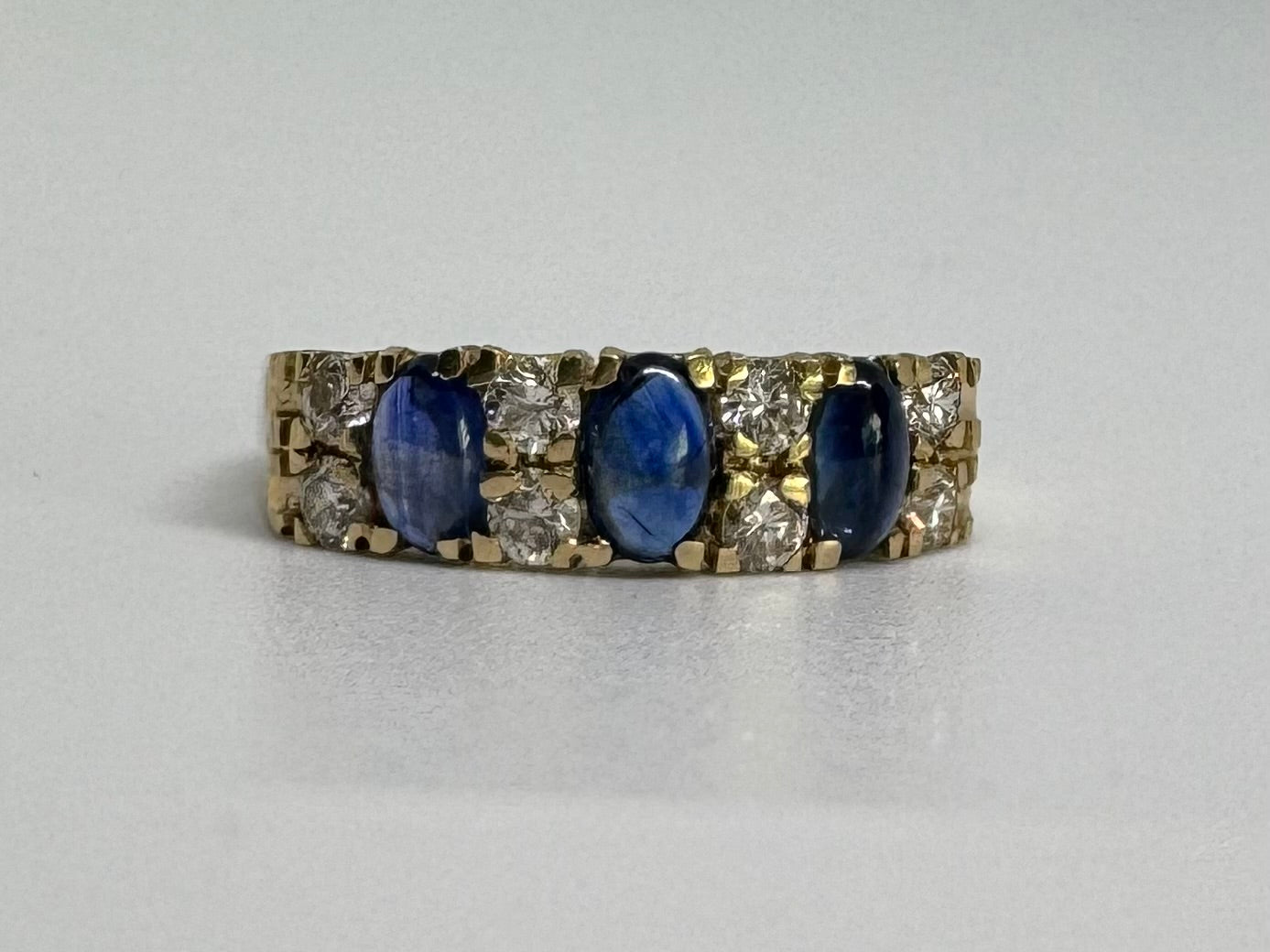 14K gold ring set with Sapphire & Diamonds