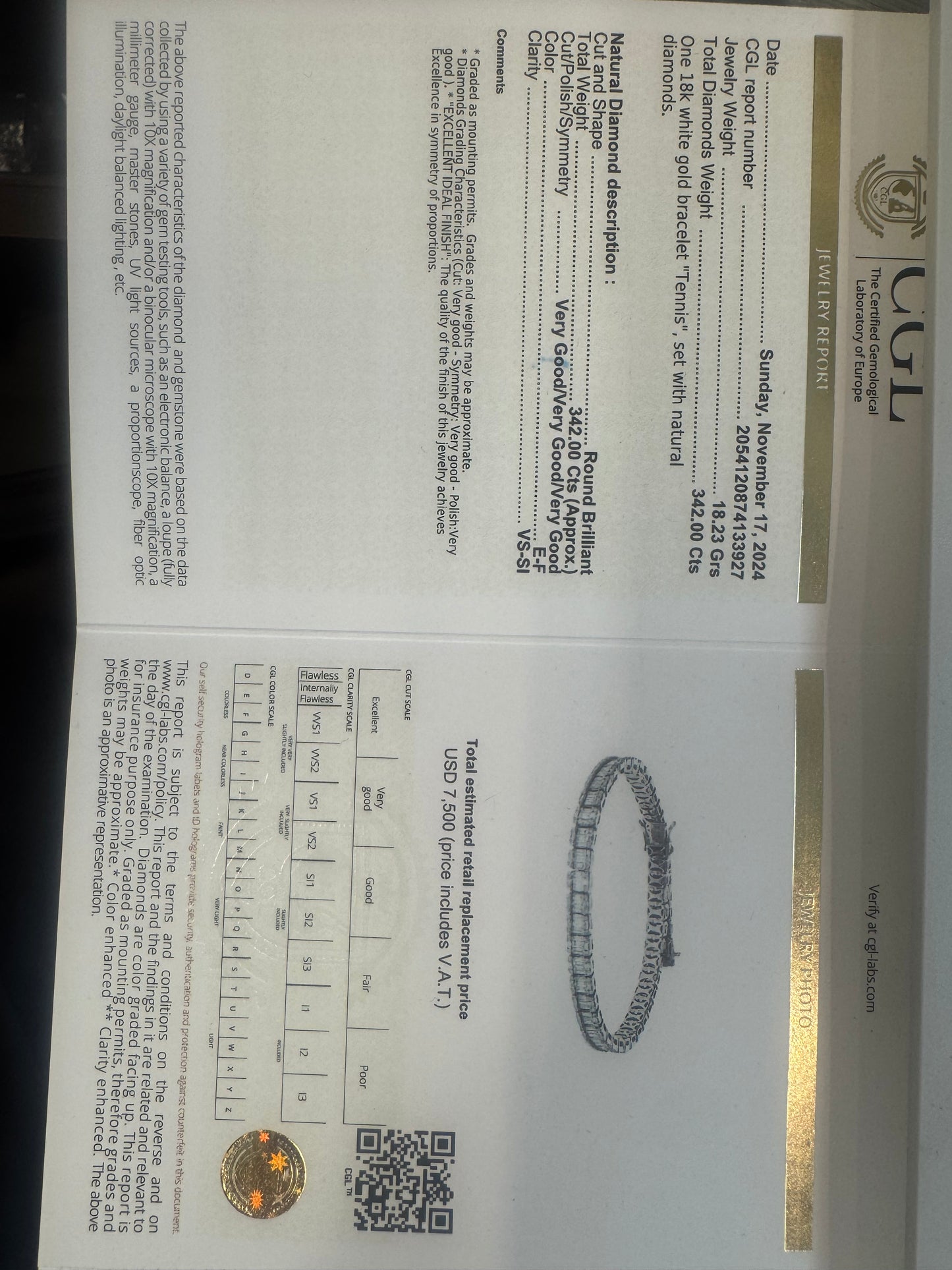 צמיד טניס זהב לבן 14 קראט משובץ יהלומים עגולים נוצצים בתוך מסגרות ריבועיות.