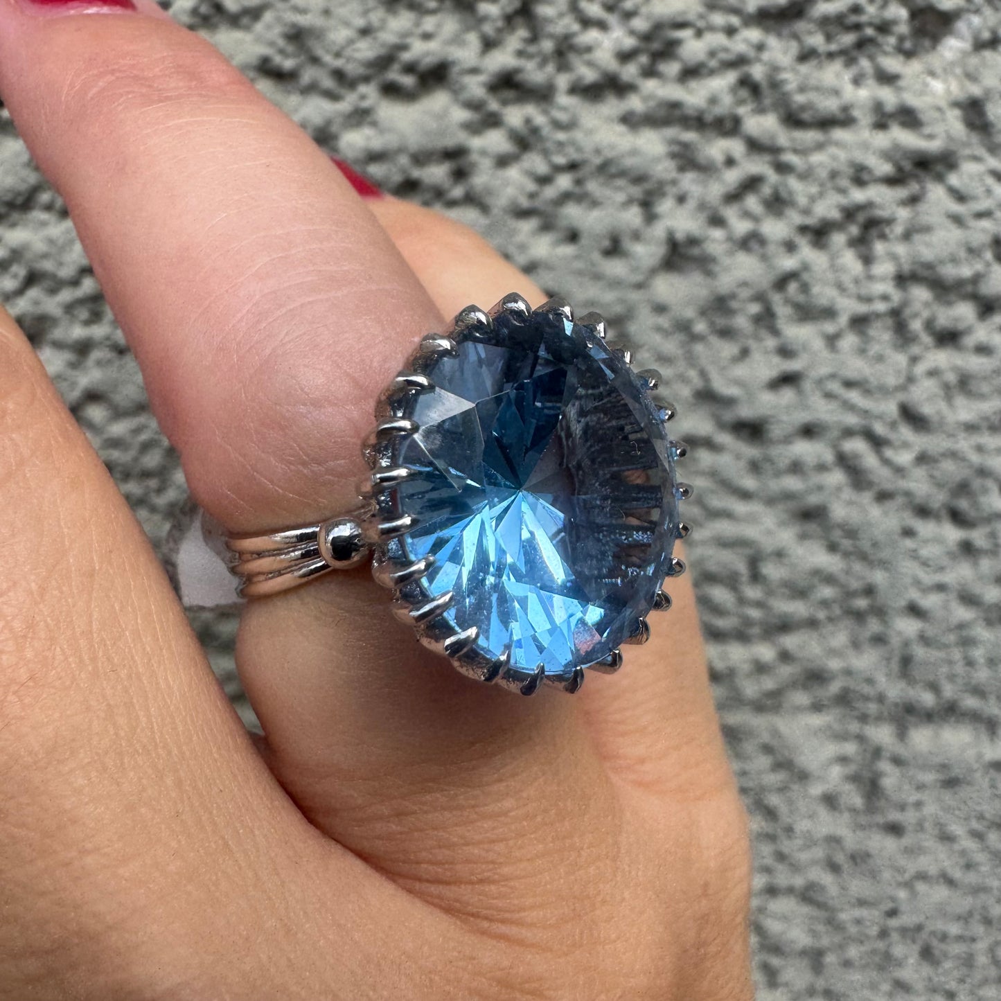 14K gold ring set with Blue Topaz