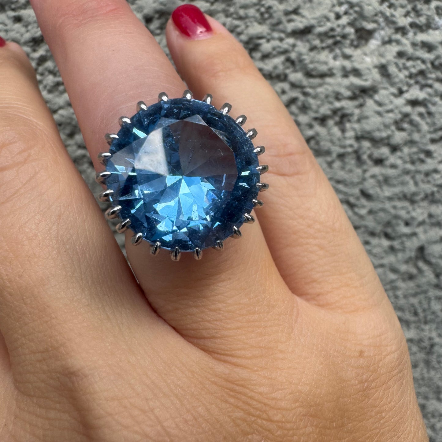 14K gold ring set with Blue Topaz