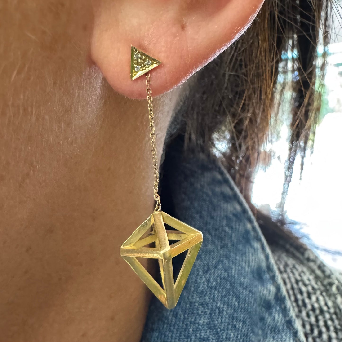 14K gold drop earrings set with Diamonds