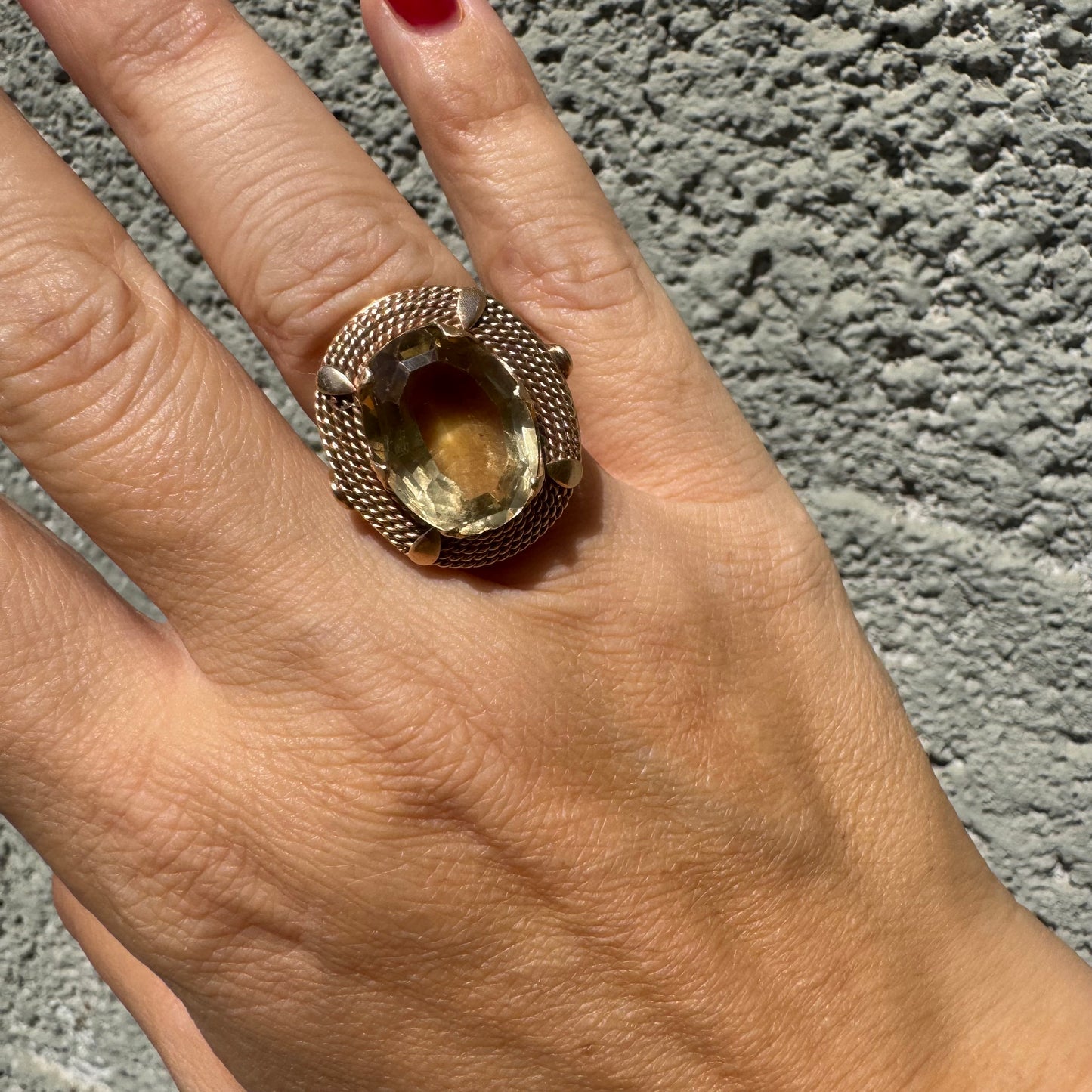 14K gold ring set with Smoky Quartz