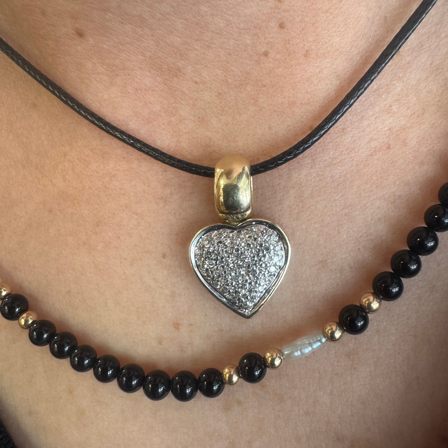 14K gold Heart pendant set with Diamonds