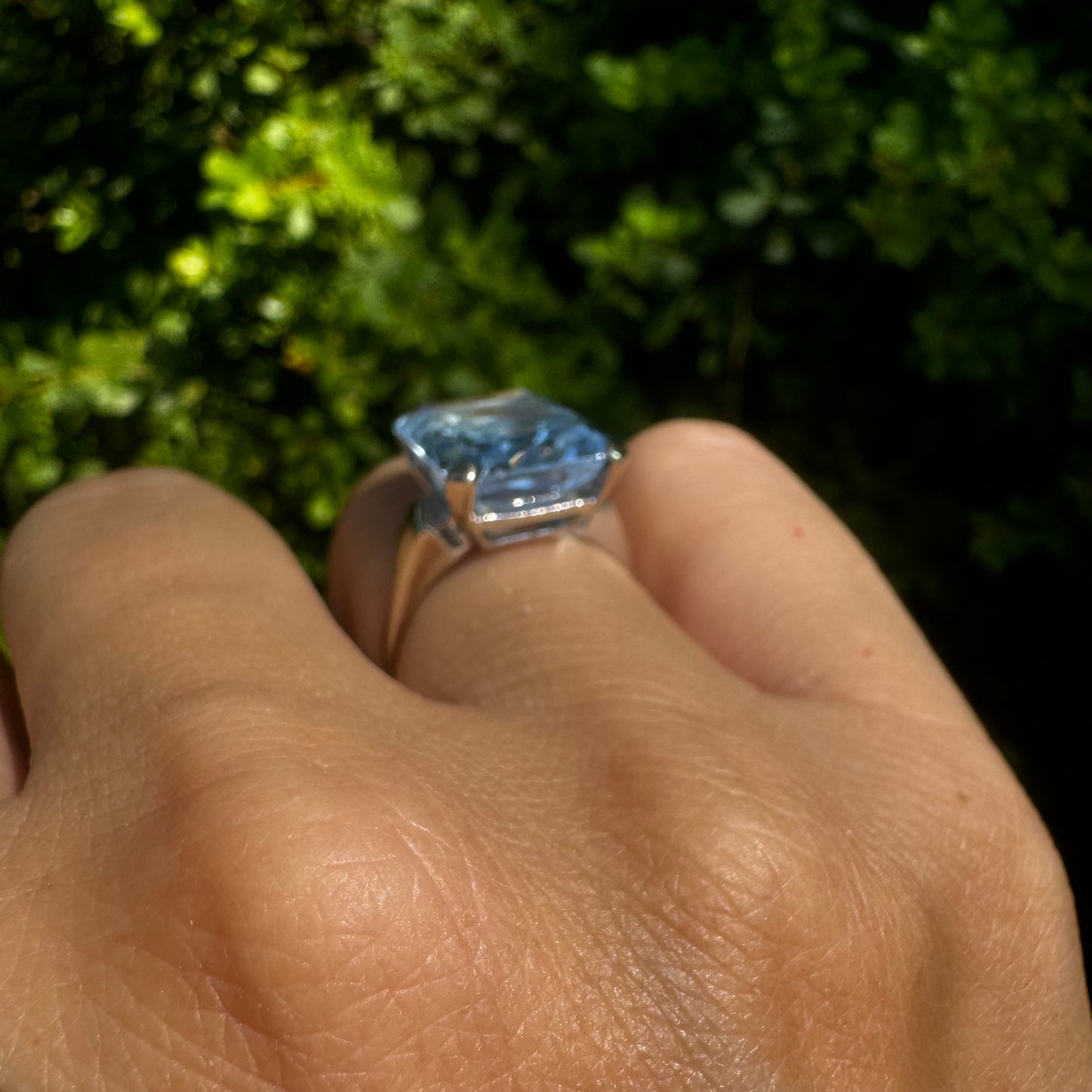 14K gold ring set with Blue Topaz