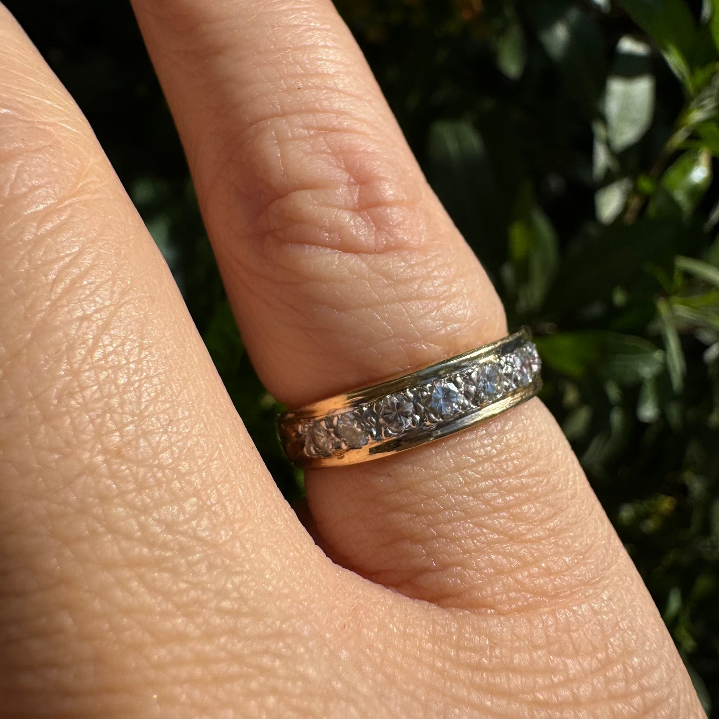 14K Half Eternity ring set with a row of sparkling round Diamonds