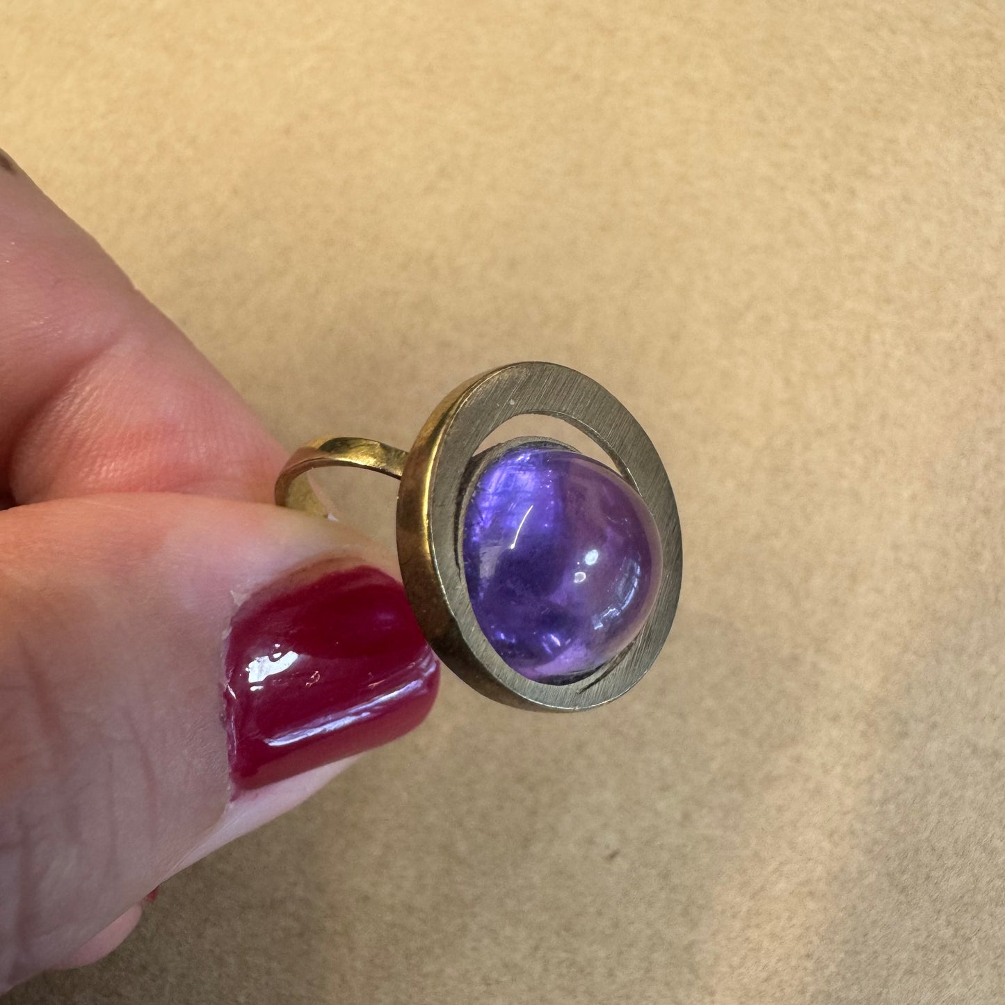 14K gold ring set with Amethyst