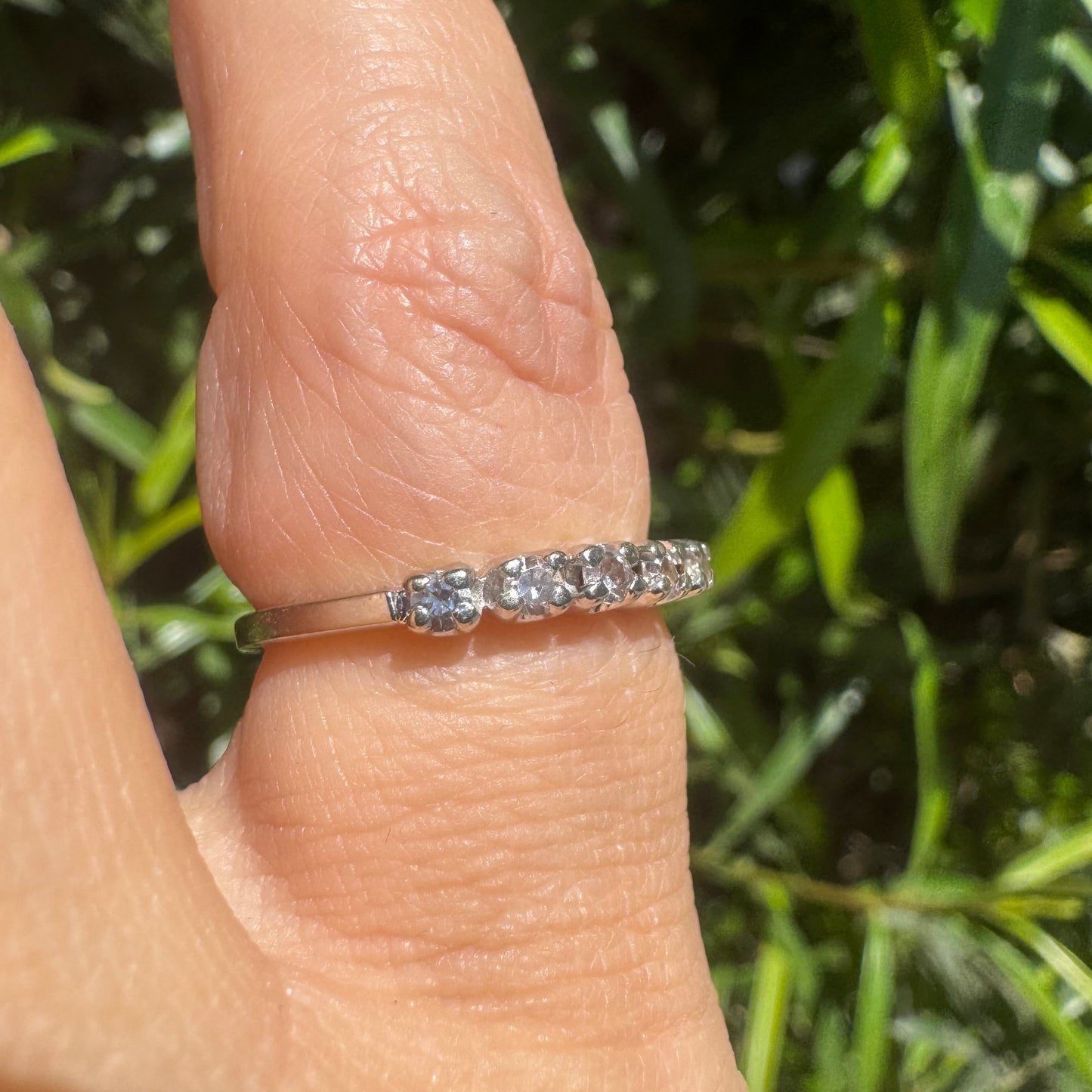 14K gold half-eternity ring set with Diamonds