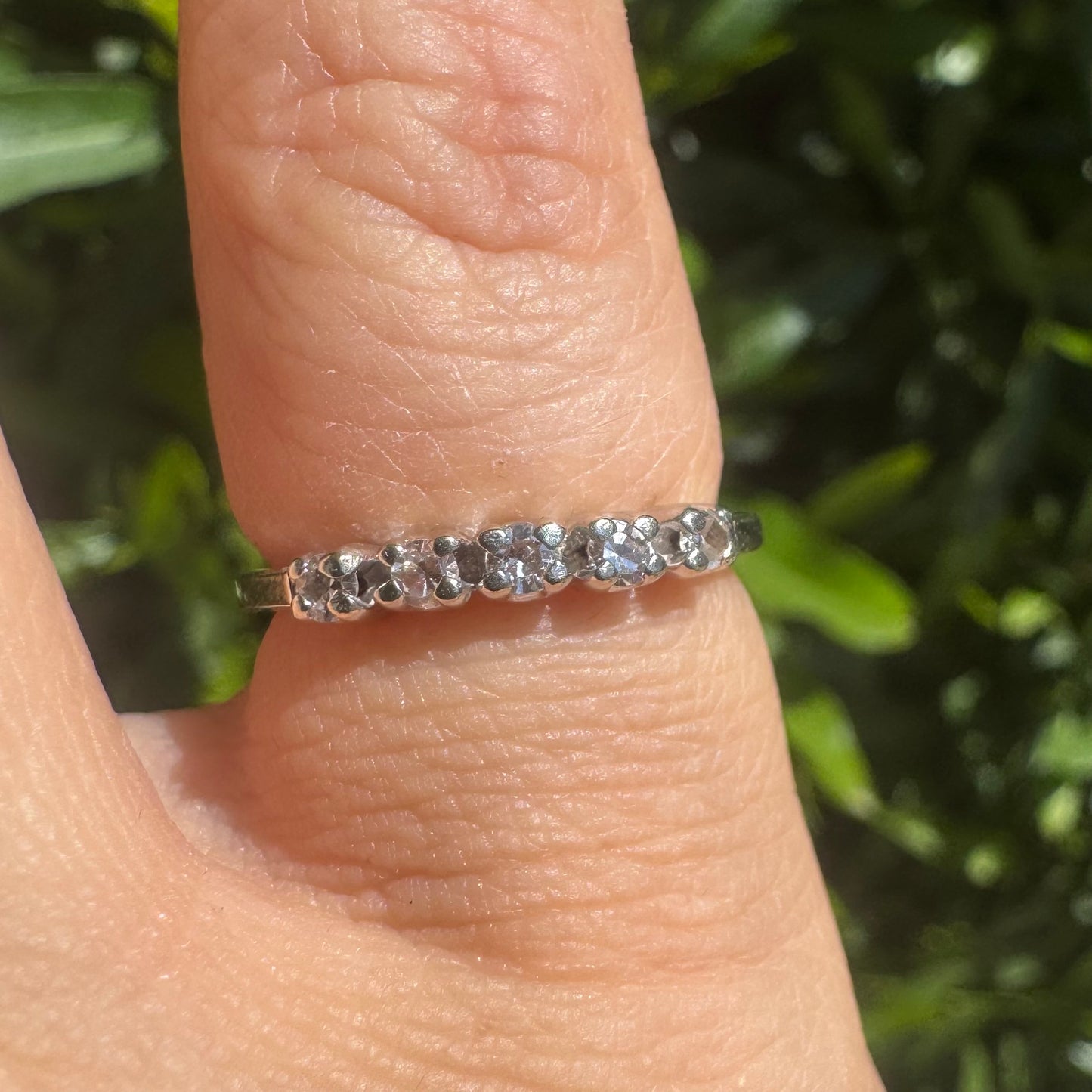 14K gold half-eternity ring set with Diamonds