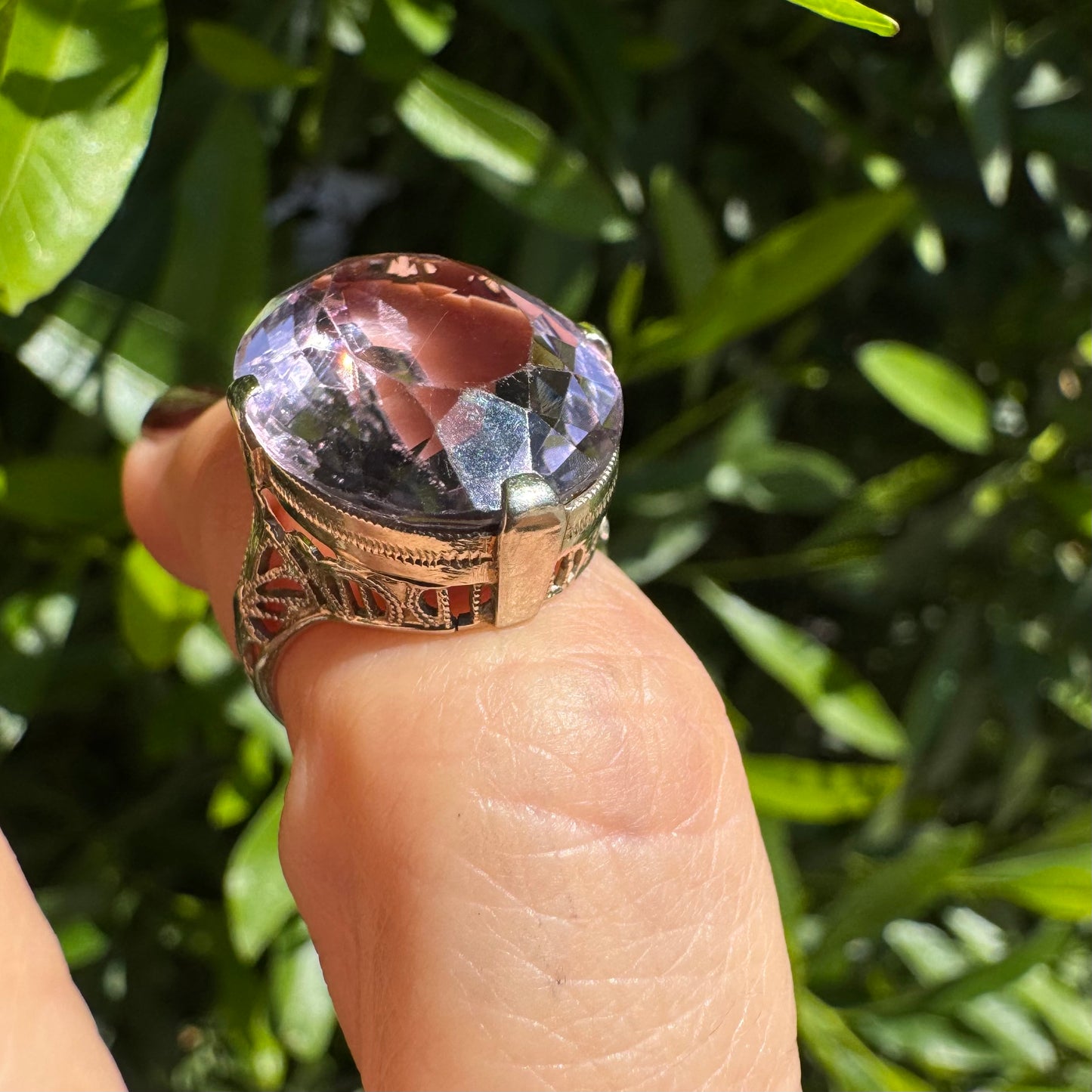 14K gold ring set with Amethyst