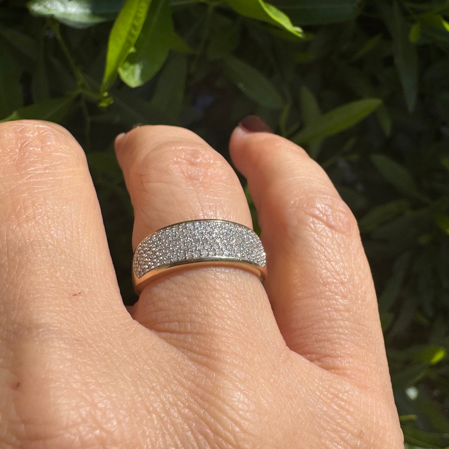 14K gold pavé ring set with Diamonds