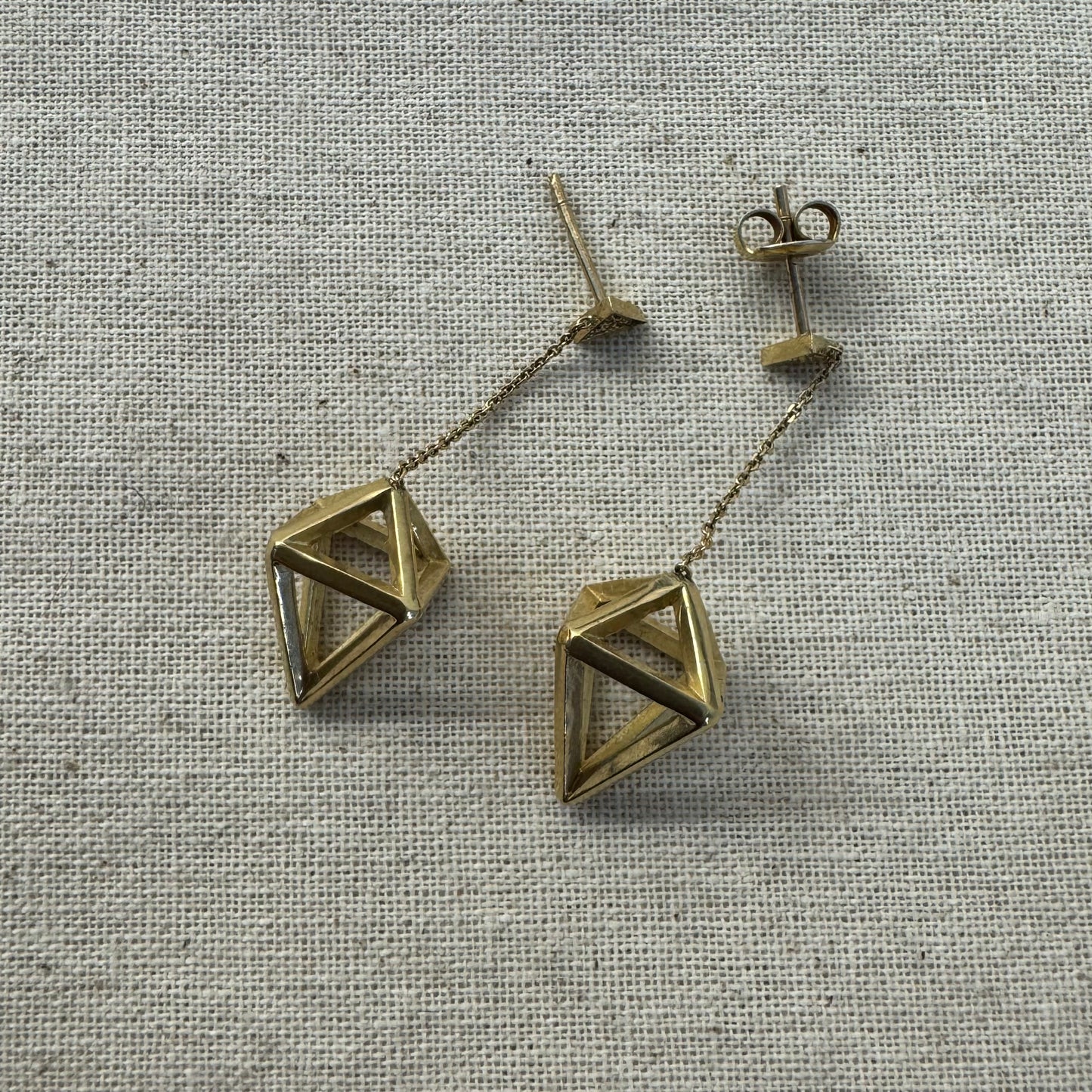 14K gold drop earrings set with Diamonds