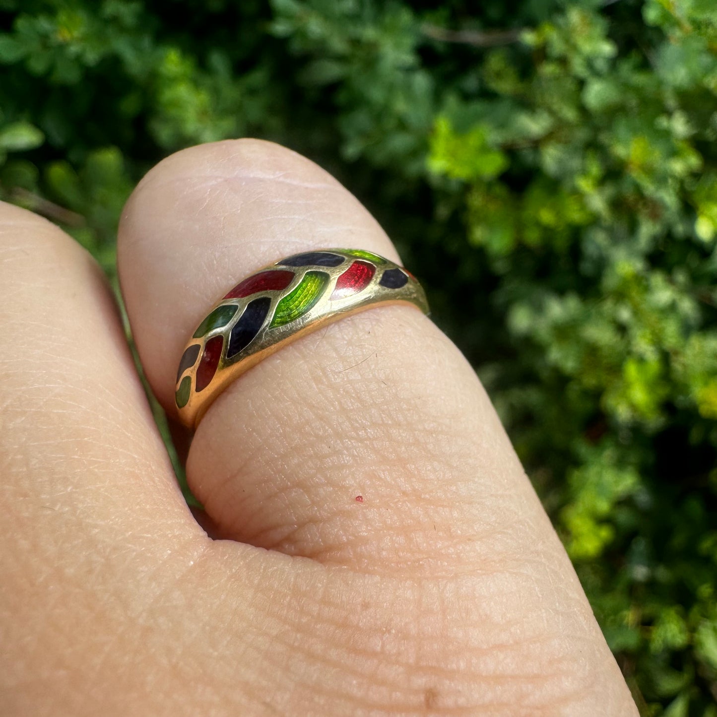 14K gold rind set with Enamel