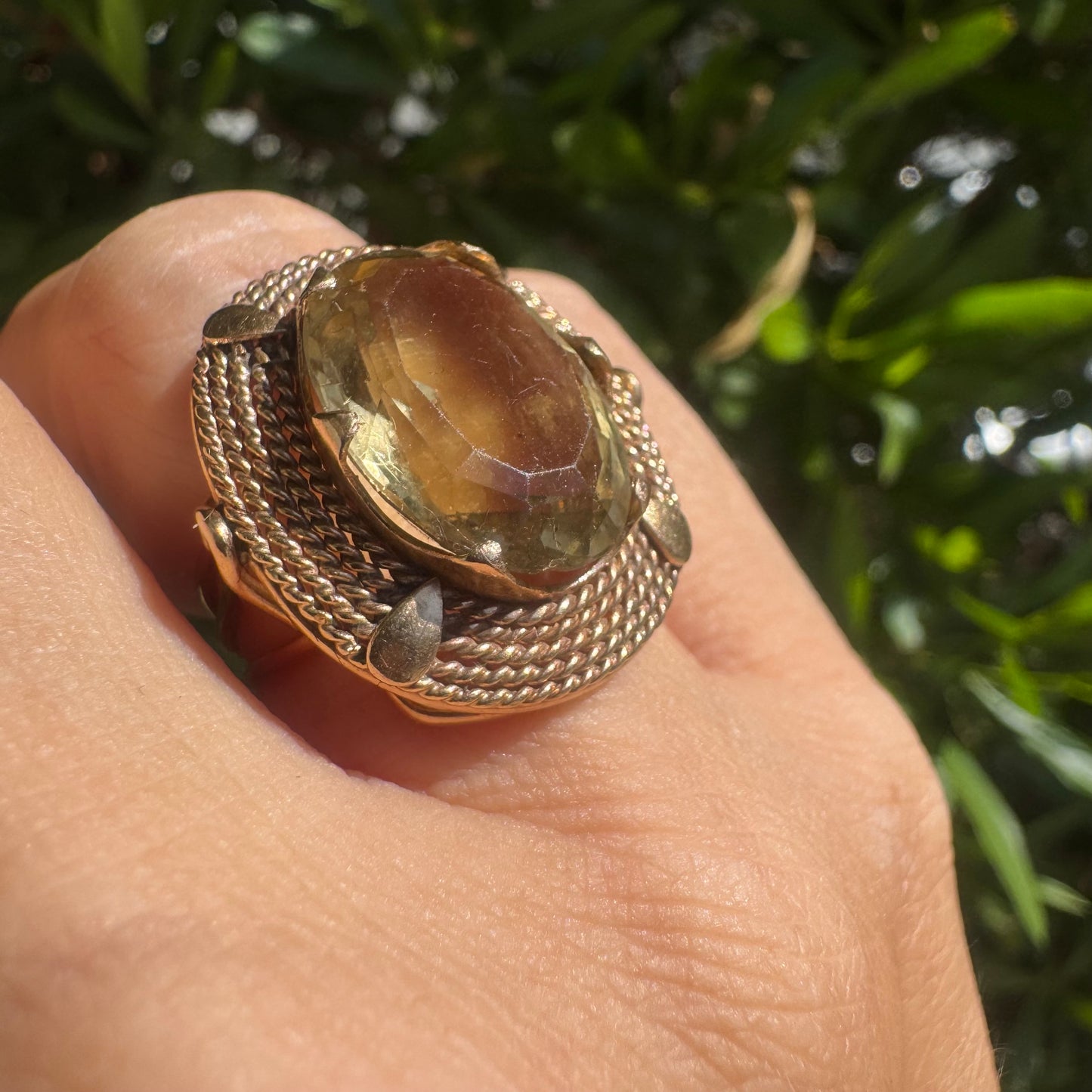 14K gold ring set with Smoky Quartz