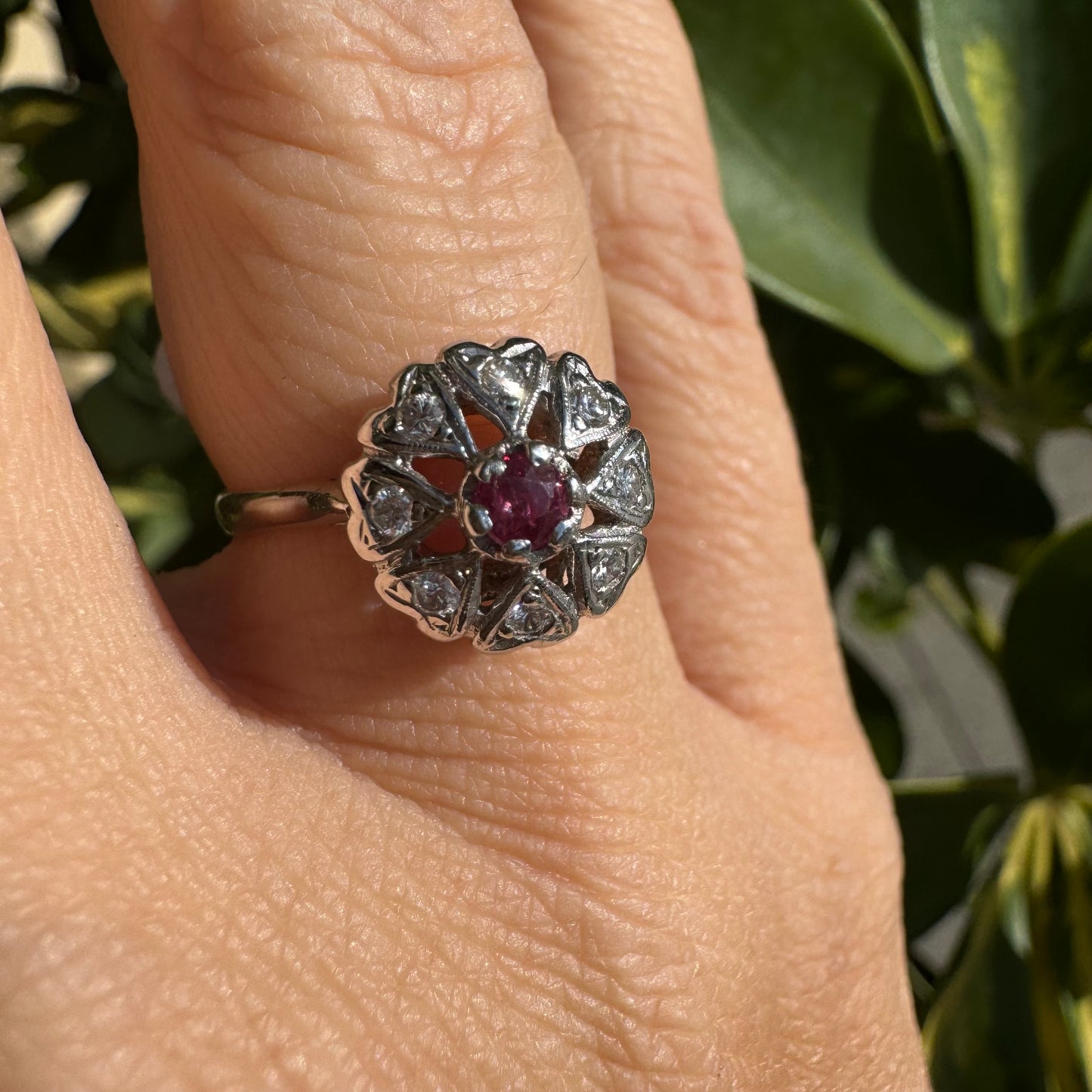 14K gold ring set with Ruby & Diamonds