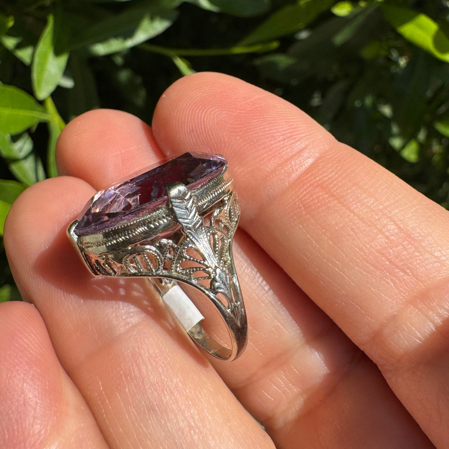 14K gold ring set with Amethyst