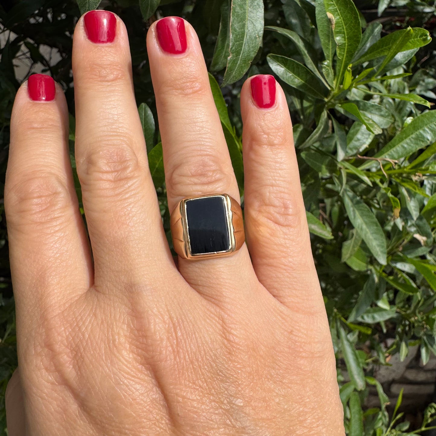 14K gold ring set with Black Onyx
