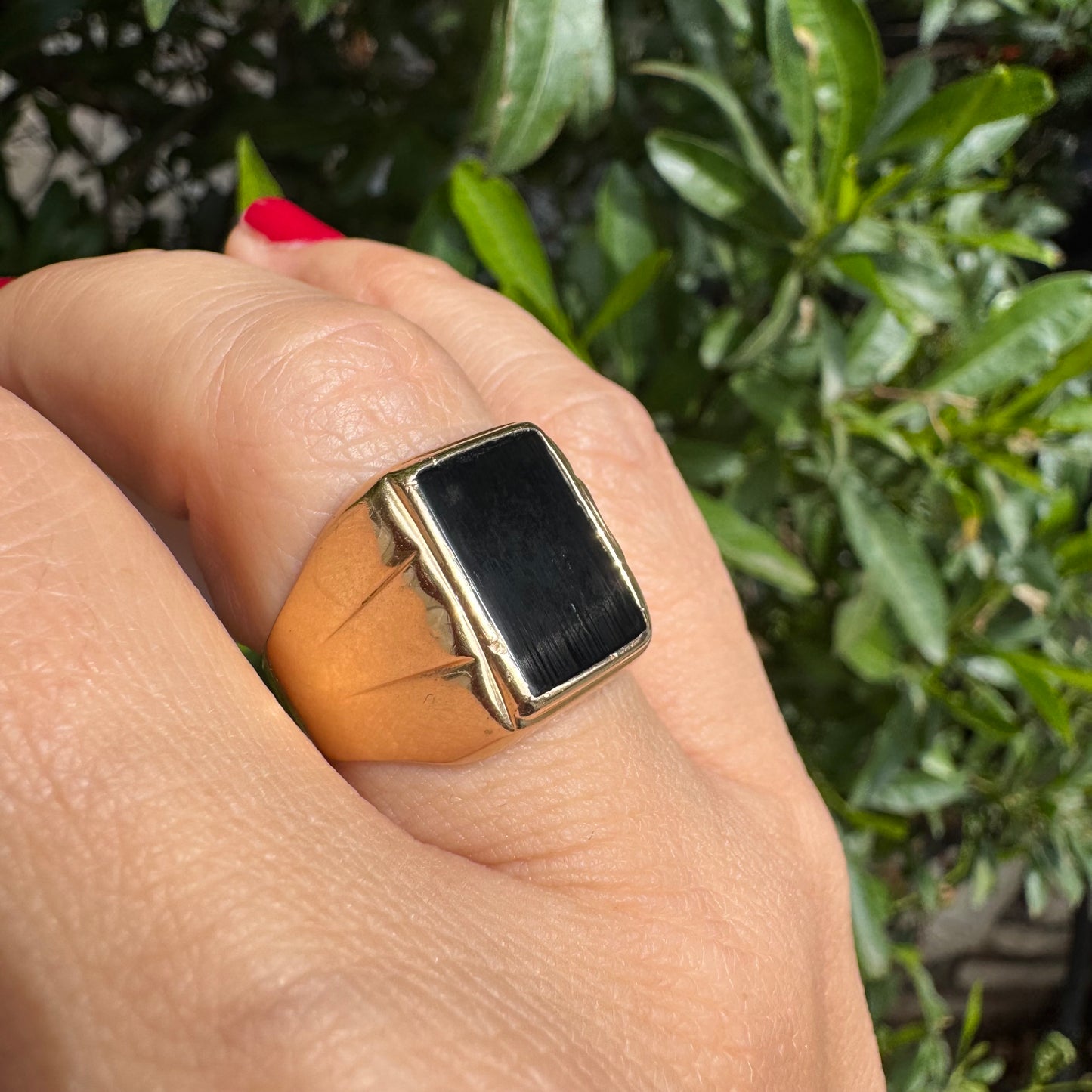 14K gold ring set with Black Onyx
