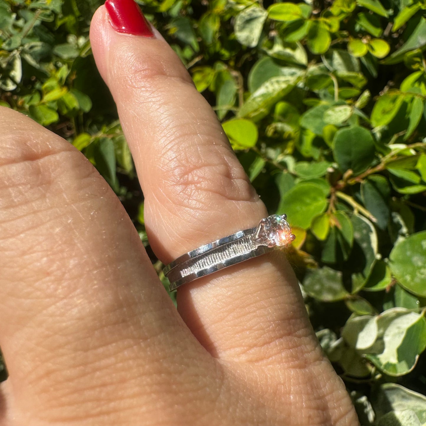 14K gold ring set with one center Diamond