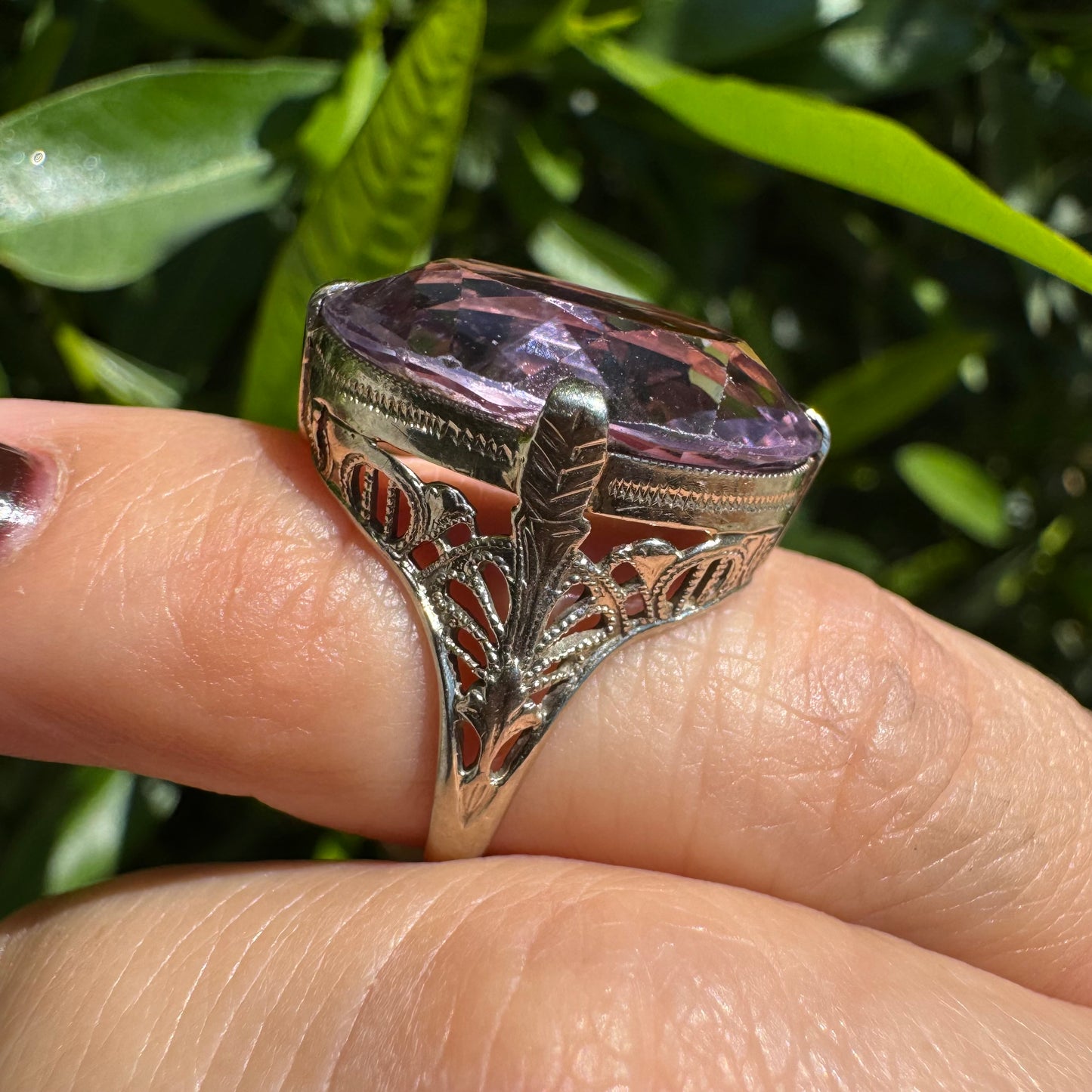 14K gold ring set with Amethyst