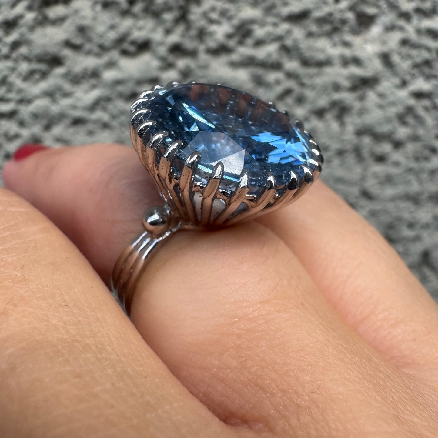 14K gold ring set with Blue Topaz