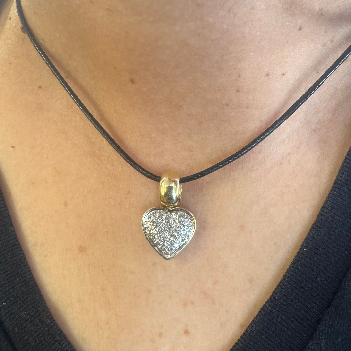 14K gold Heart pendant set with Diamonds