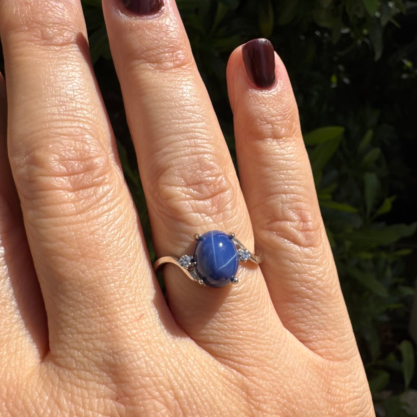 14K gold ring set with “Star” Sapphire & Diamonds