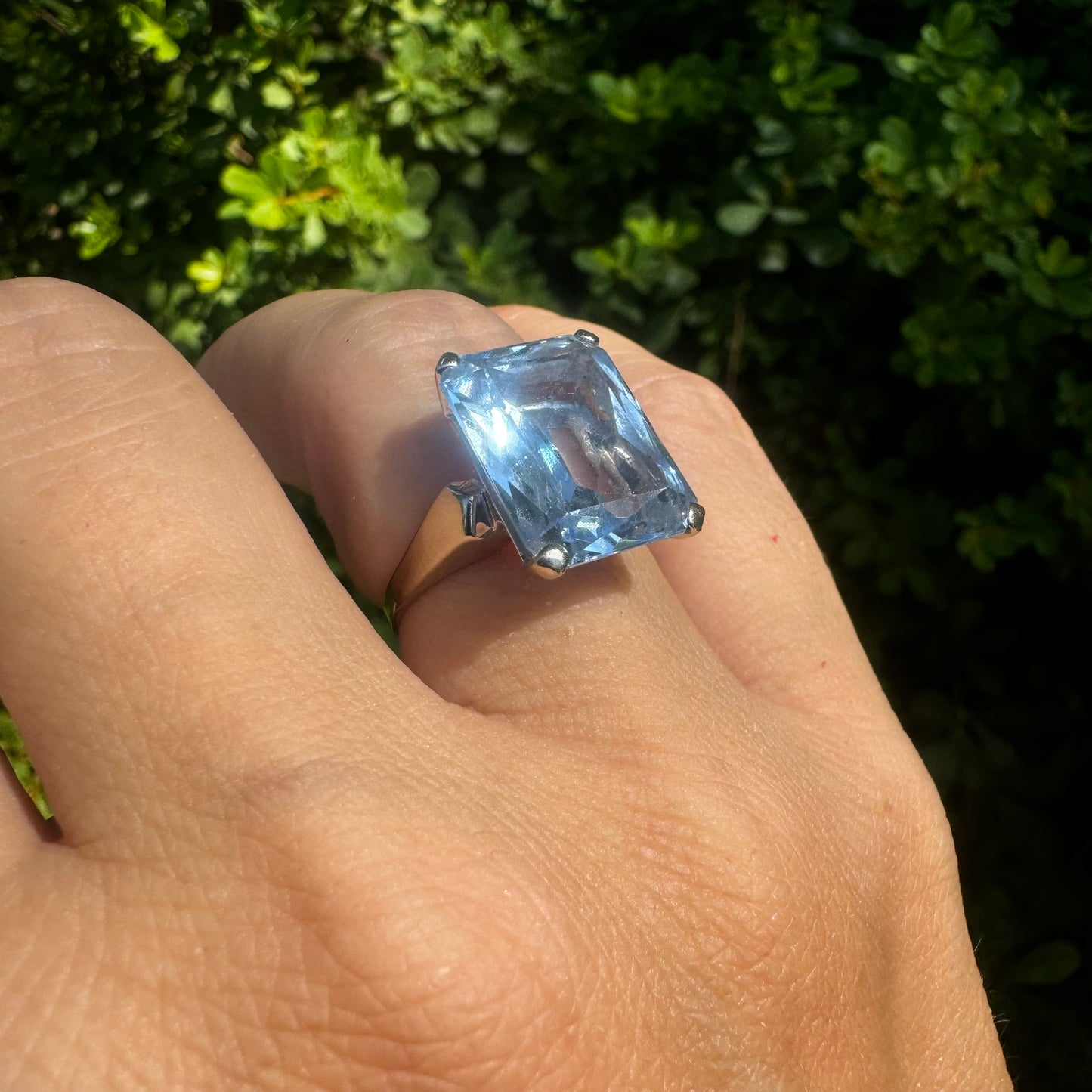 14K gold ring set with Blue Topaz