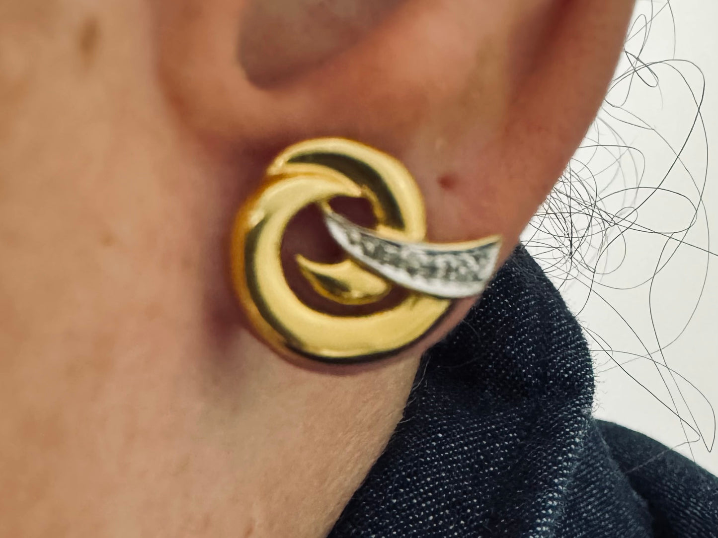 עגילי זהב 14K משובצים יהלומים