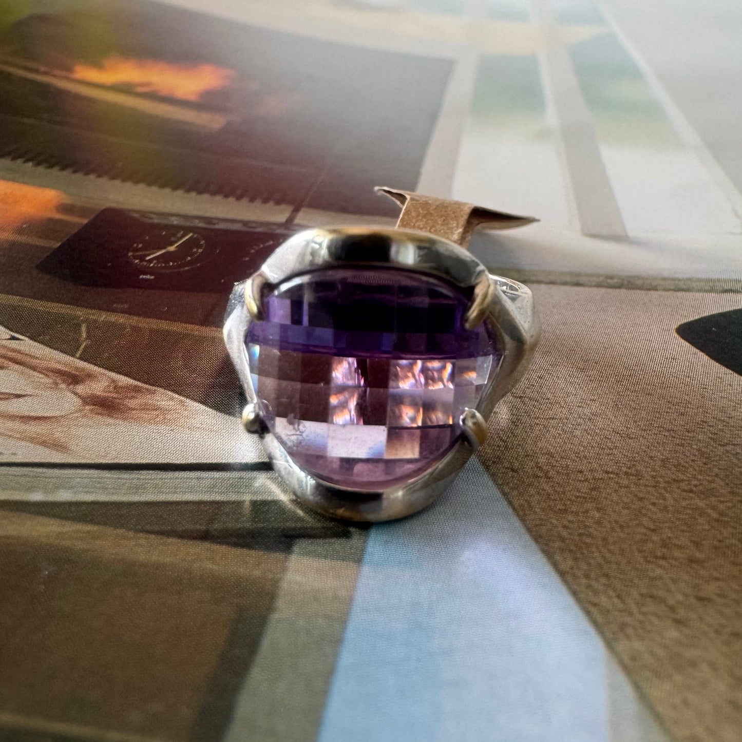 14K gold ring set with Amethyst