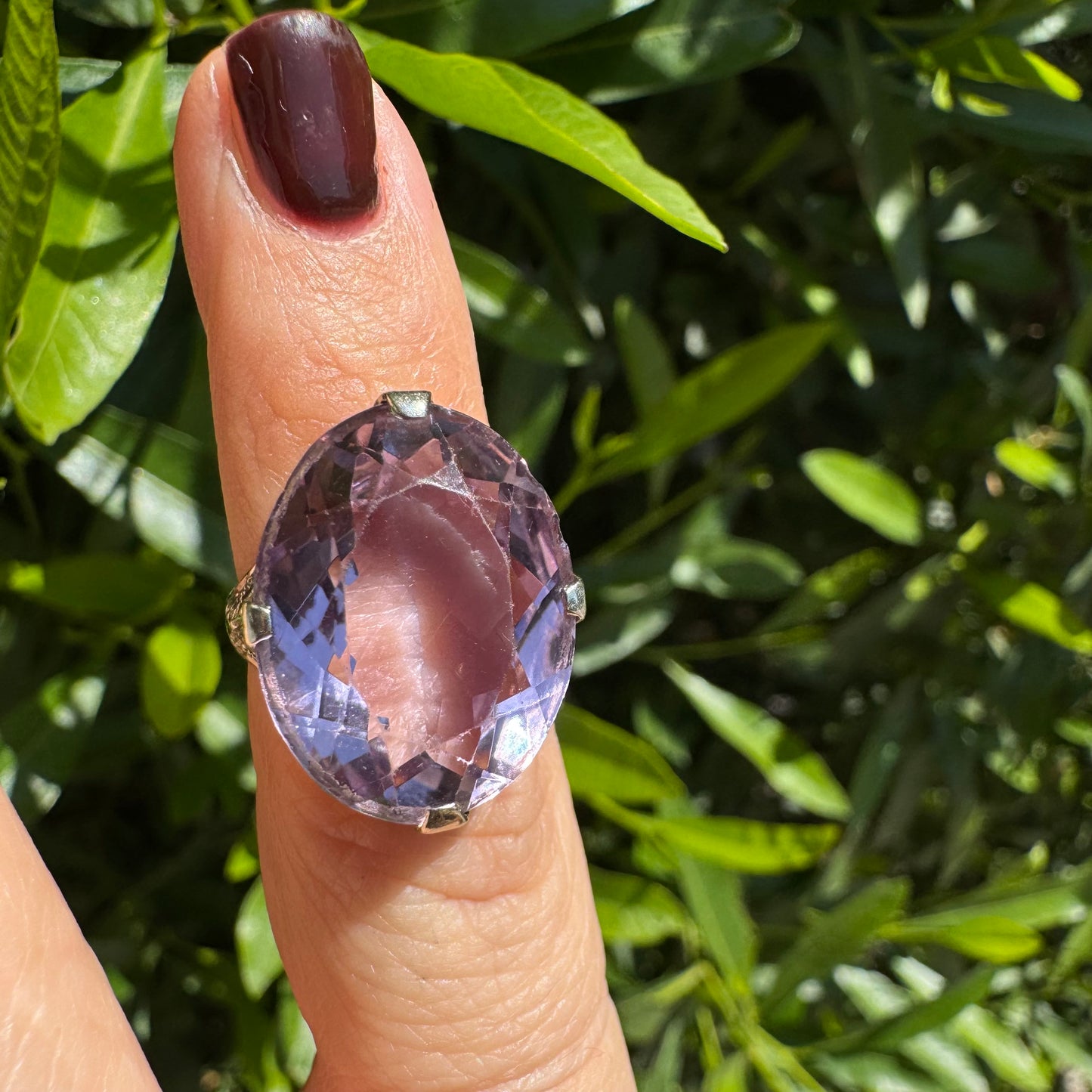 14K gold ring set with Amethyst