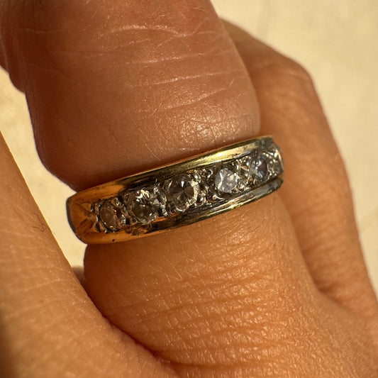 14K Half Eternity ring set with a row of sparkling round Diamonds