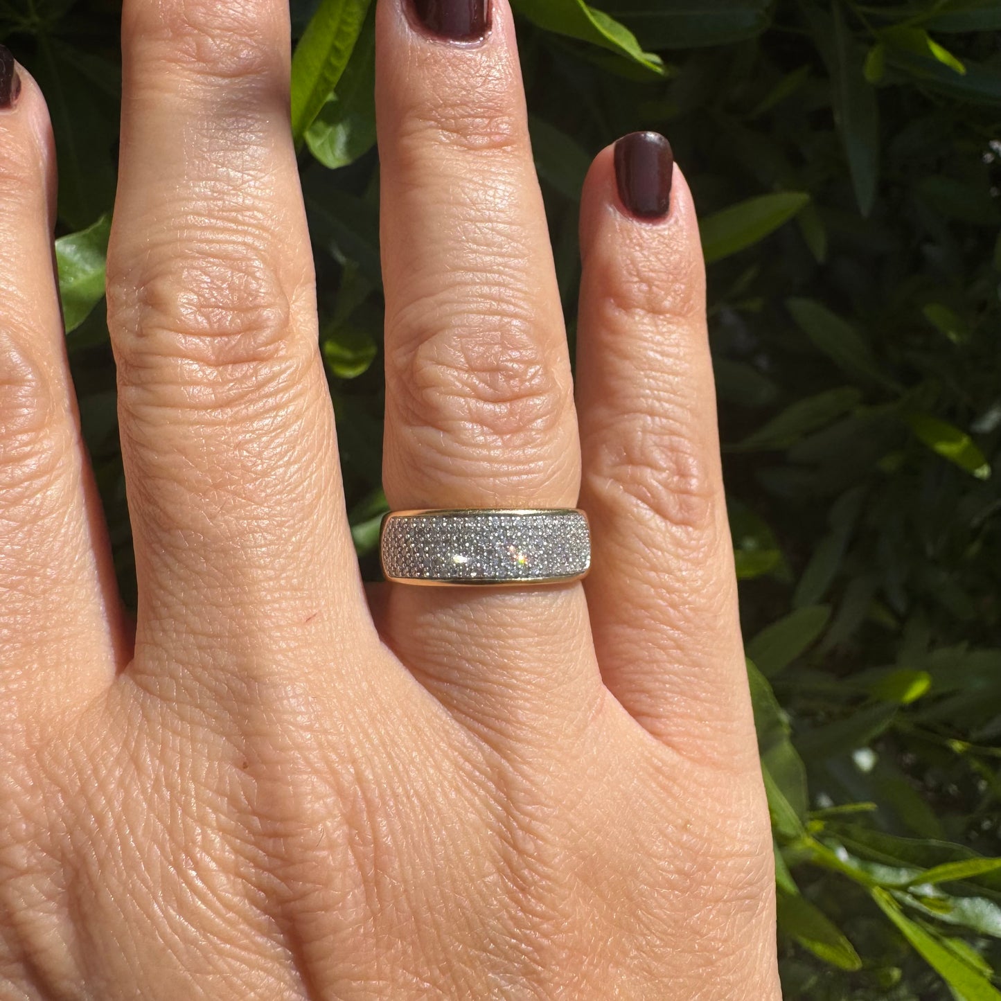 14K gold pavé ring set with Diamonds