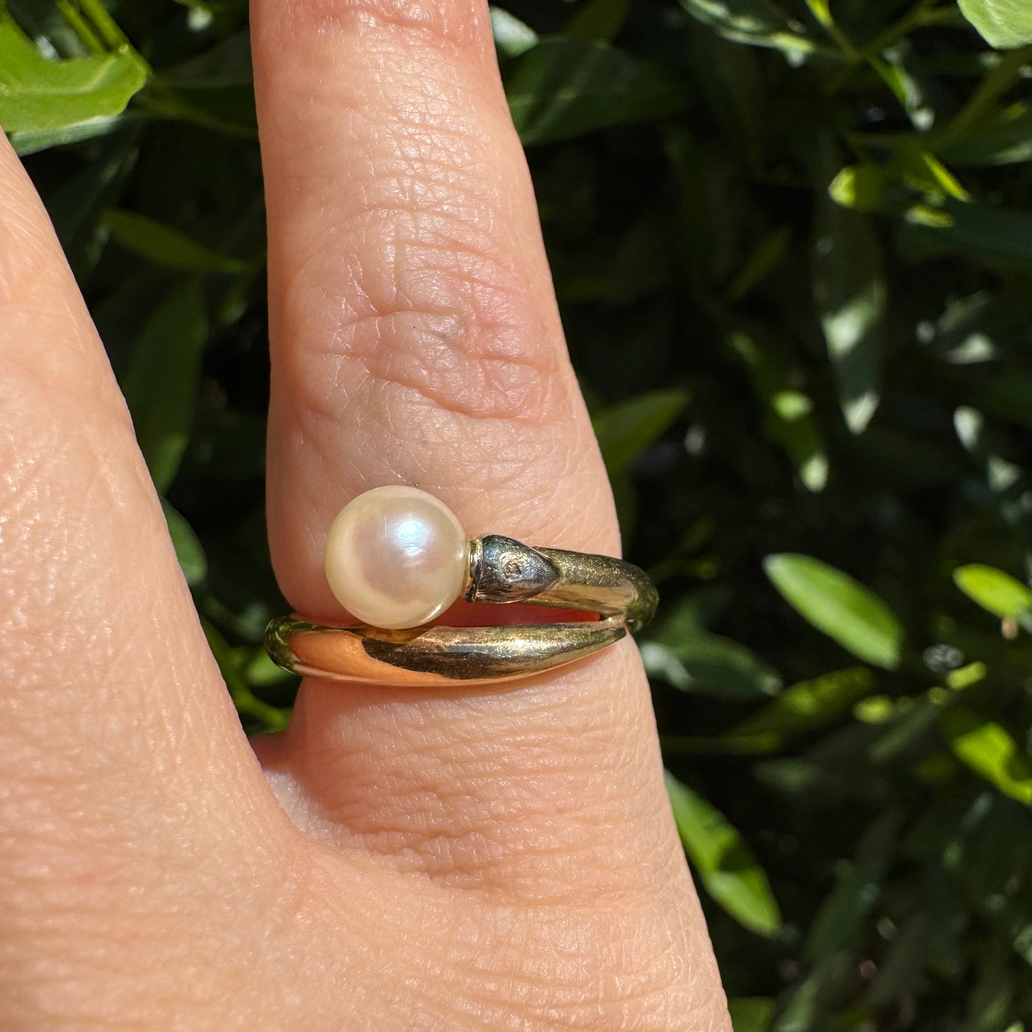 14K gold ring set with Pearl