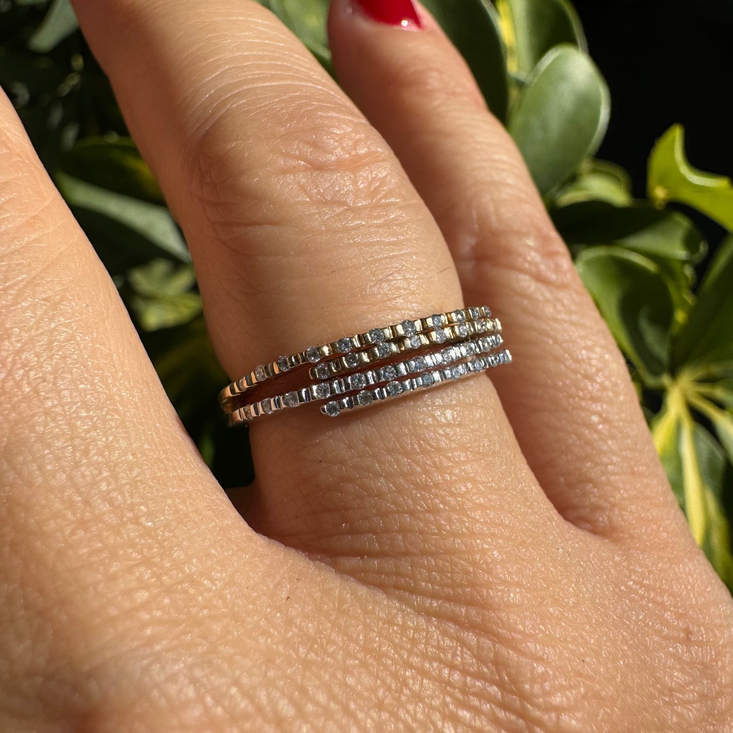 14K two-tone gold ring set with Diamonds