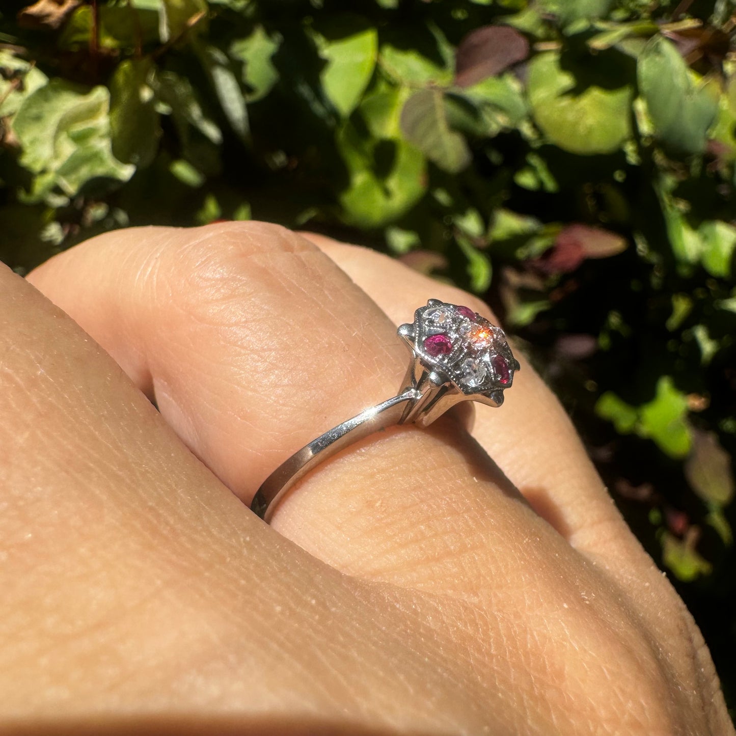 14K gold ring set with Ruby & Diamonds