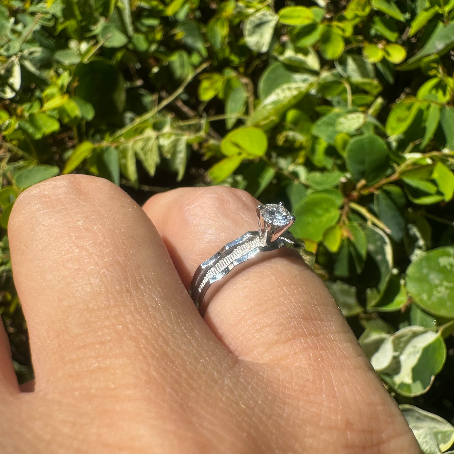 14K gold ring set with one center Diamond