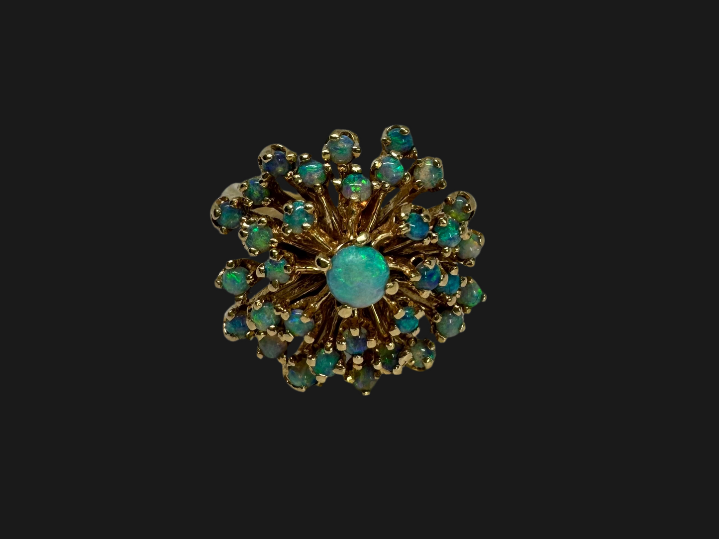 14K gold ring set with Opals